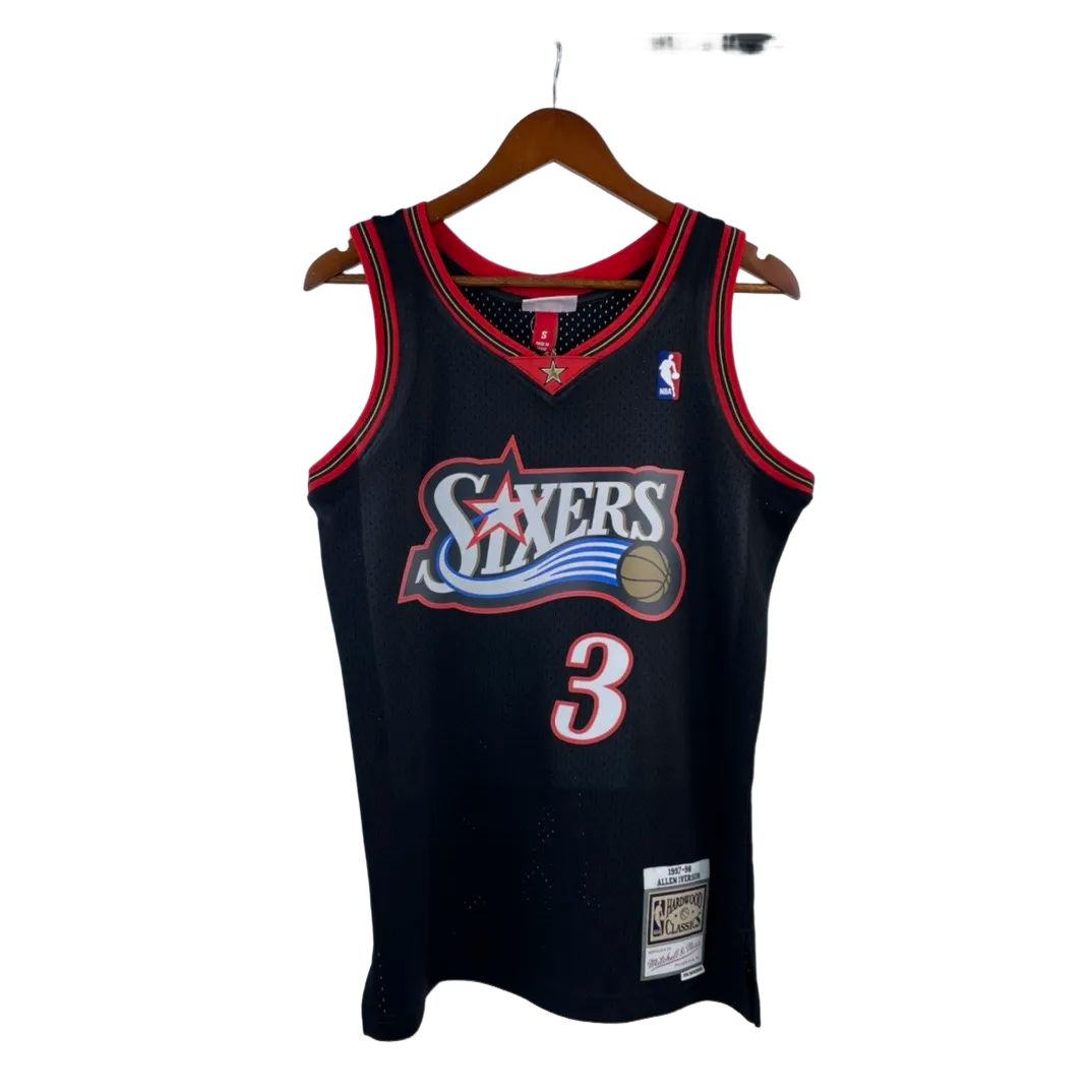 MN Heat Press Retro: 97/98 Season Black Hardwood Classics   76ers Iverson