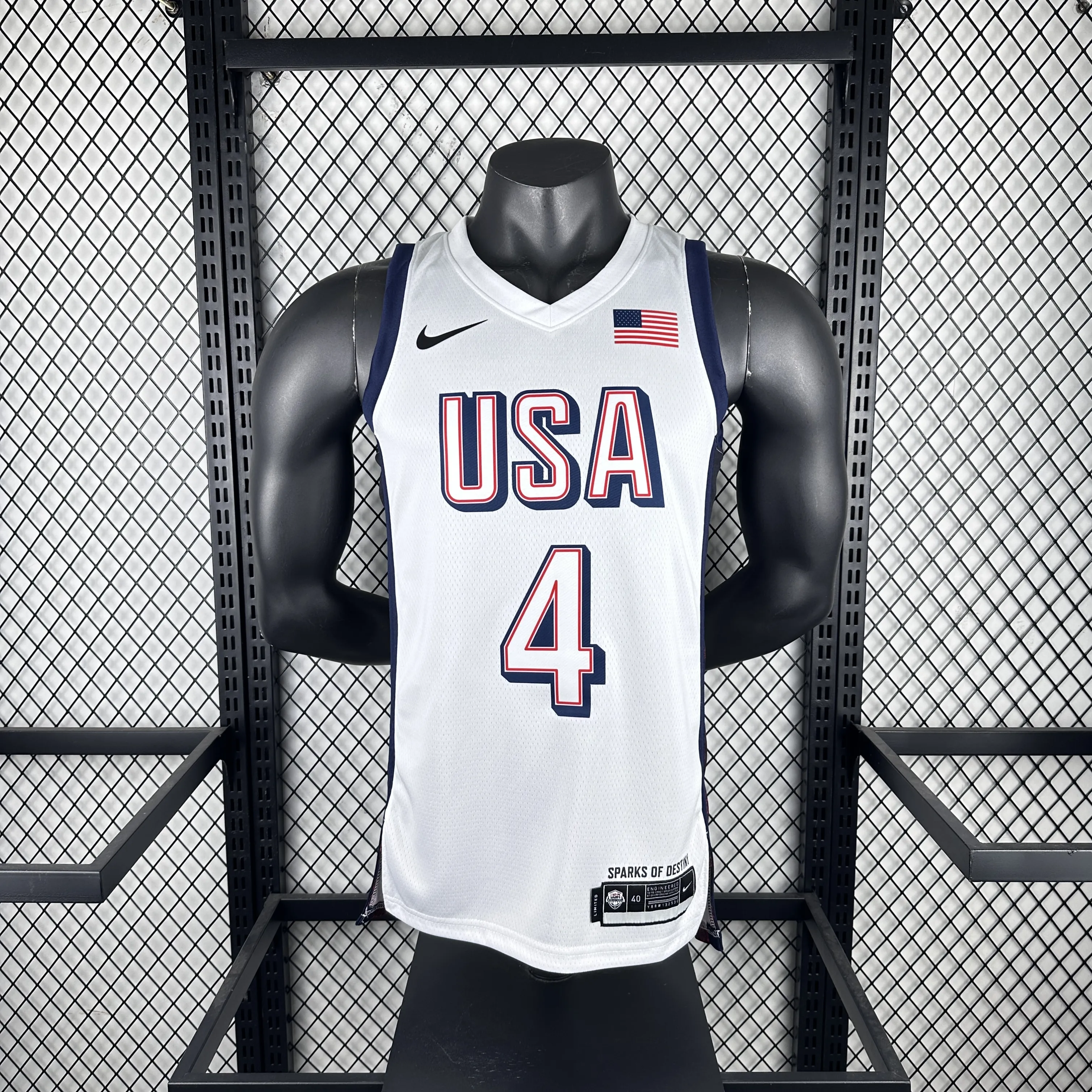 2024 Olympic Basketball USA White No.4 Curry