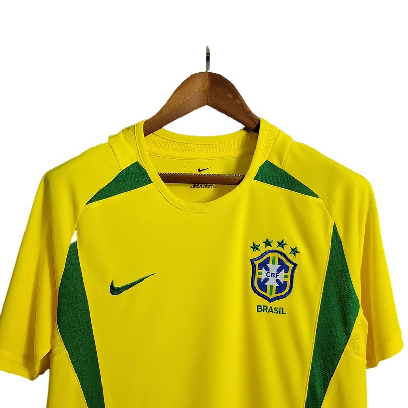Retro  Brazil 2002 World Cup Home Masculina Yellow