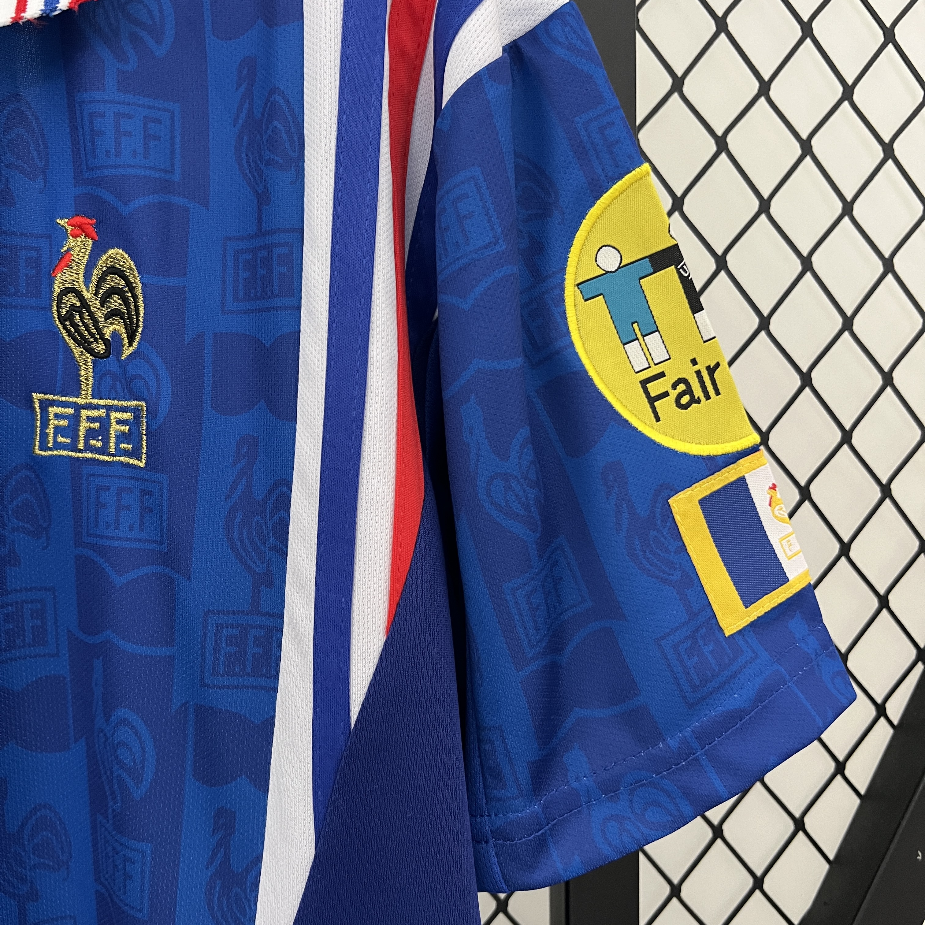 Retro  France 1996 Home Blue with patches
