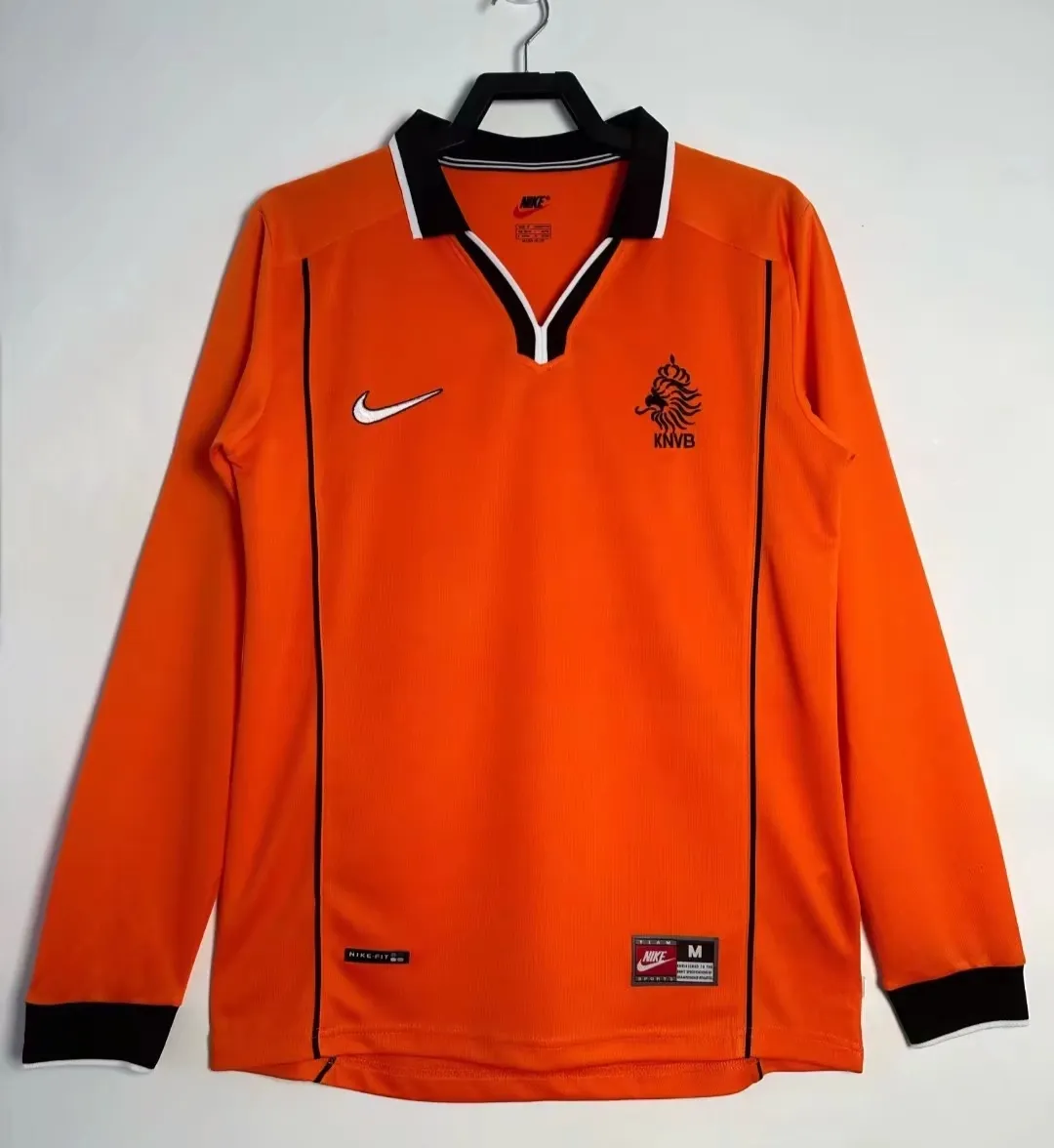 Retro  Netherlands 1998 Home Long Sleeves Orange