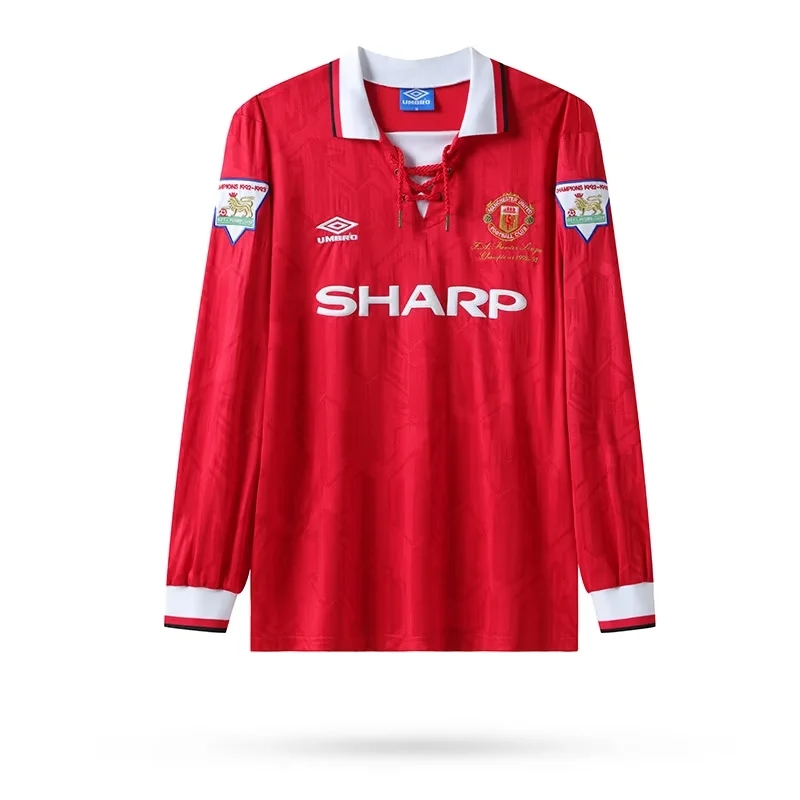 Retro Manchester United 1992-93 Home With Pacthes Long Sleeves