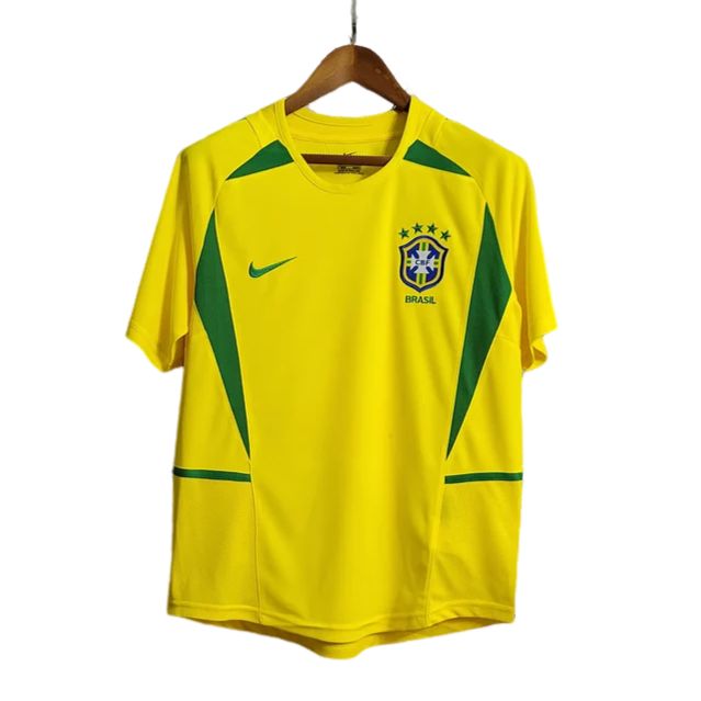 Retro  Brazil 2002 World Cup Home Masculina Yellow