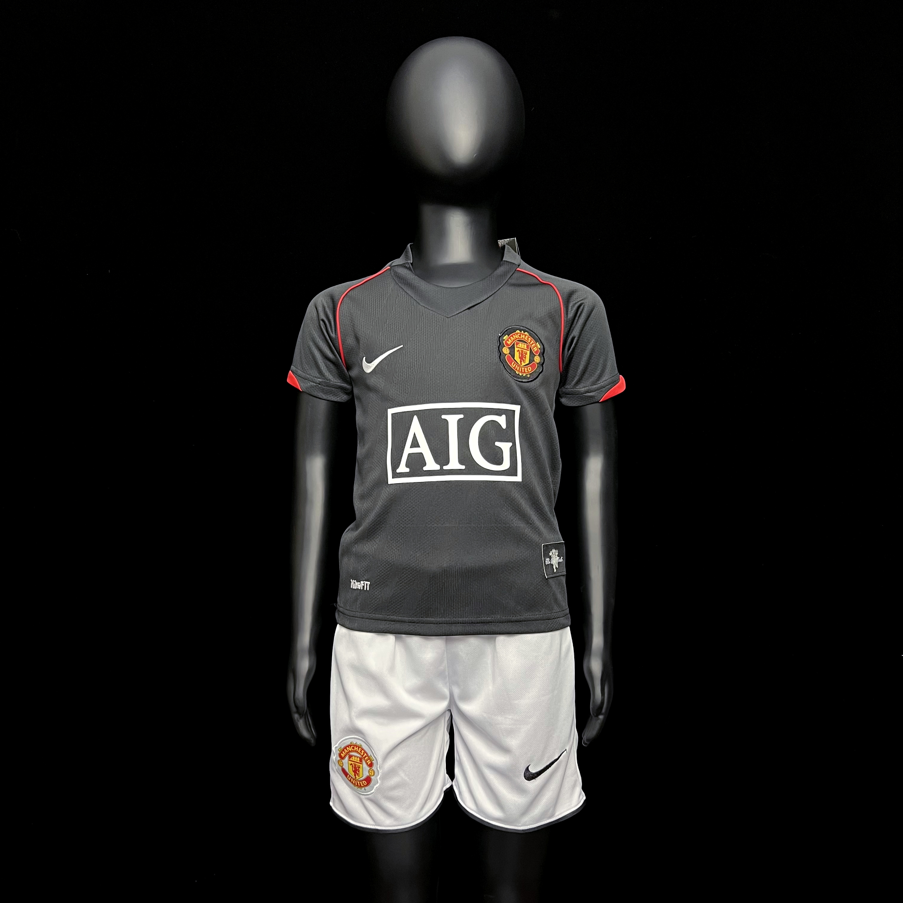 Kids Retro Manchester United 2007/08 Away Black
