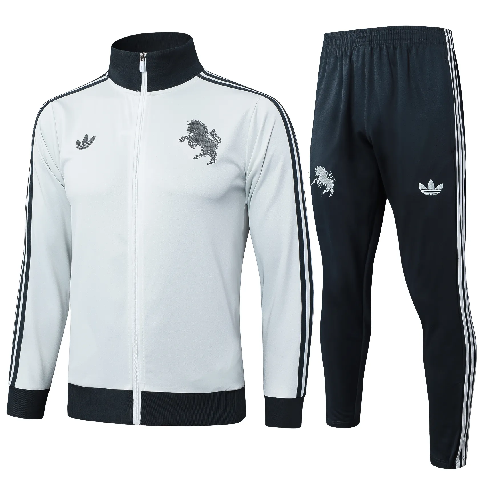 Adult/ Kids Juventus Full Zipper White/Gray Training Suit S_XXL