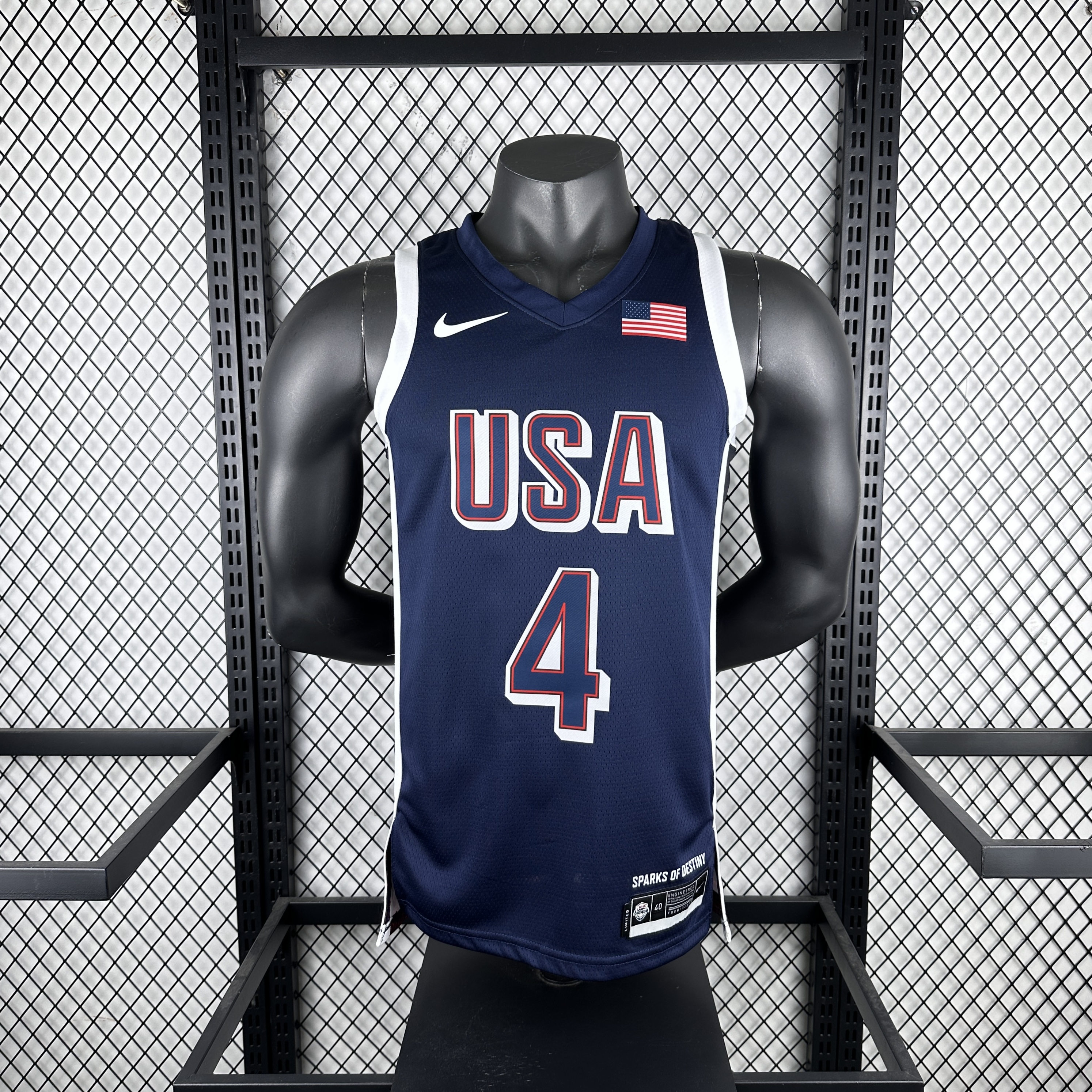 2024 Olympic Basketball USA Blue No.4 Curry