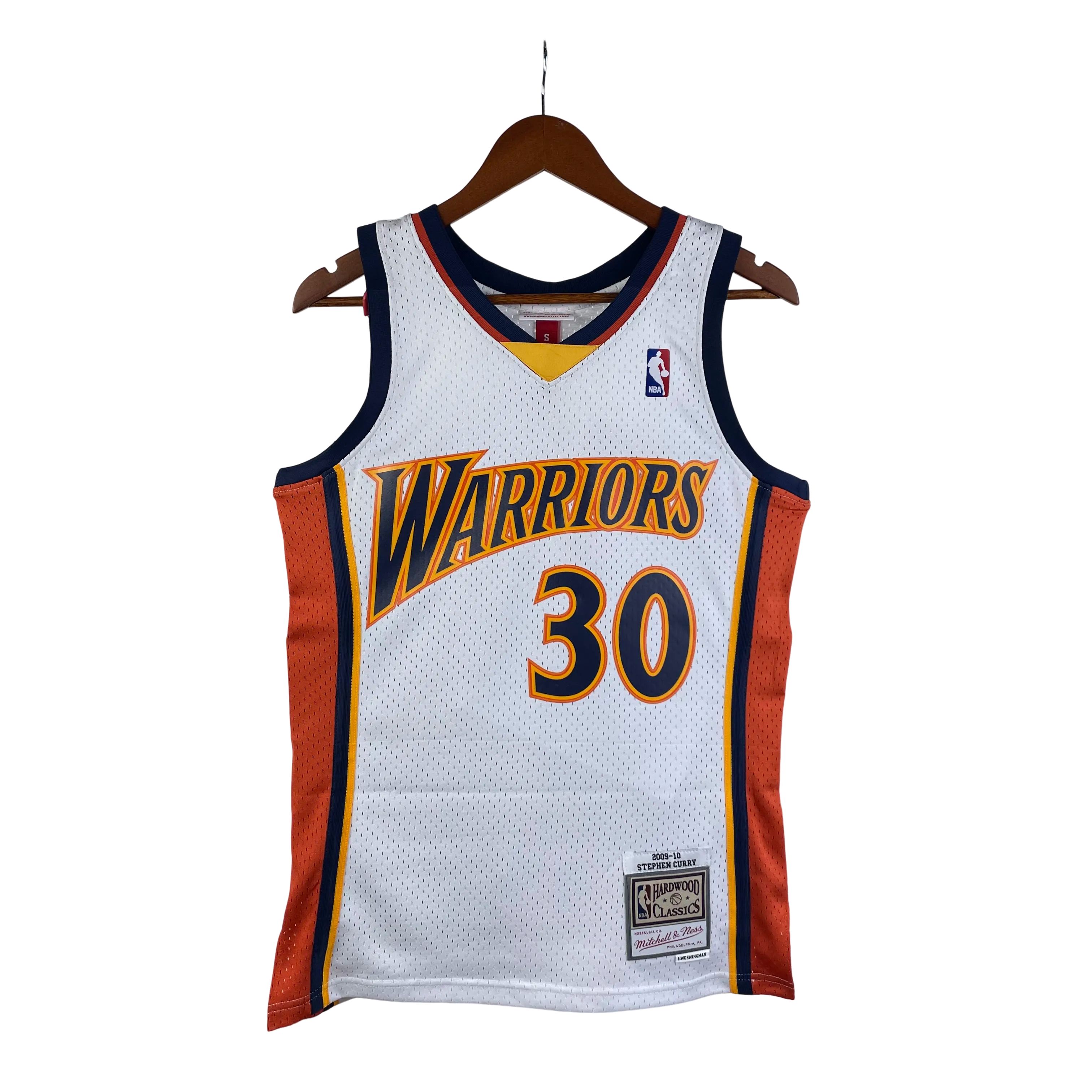 MN Heat Pressed Retro : SW Warriors 09/10 White No.30 Curry