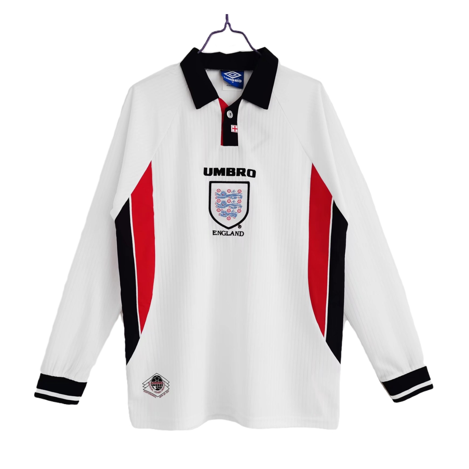 Retro  England 1998 Home Long Sleeves White