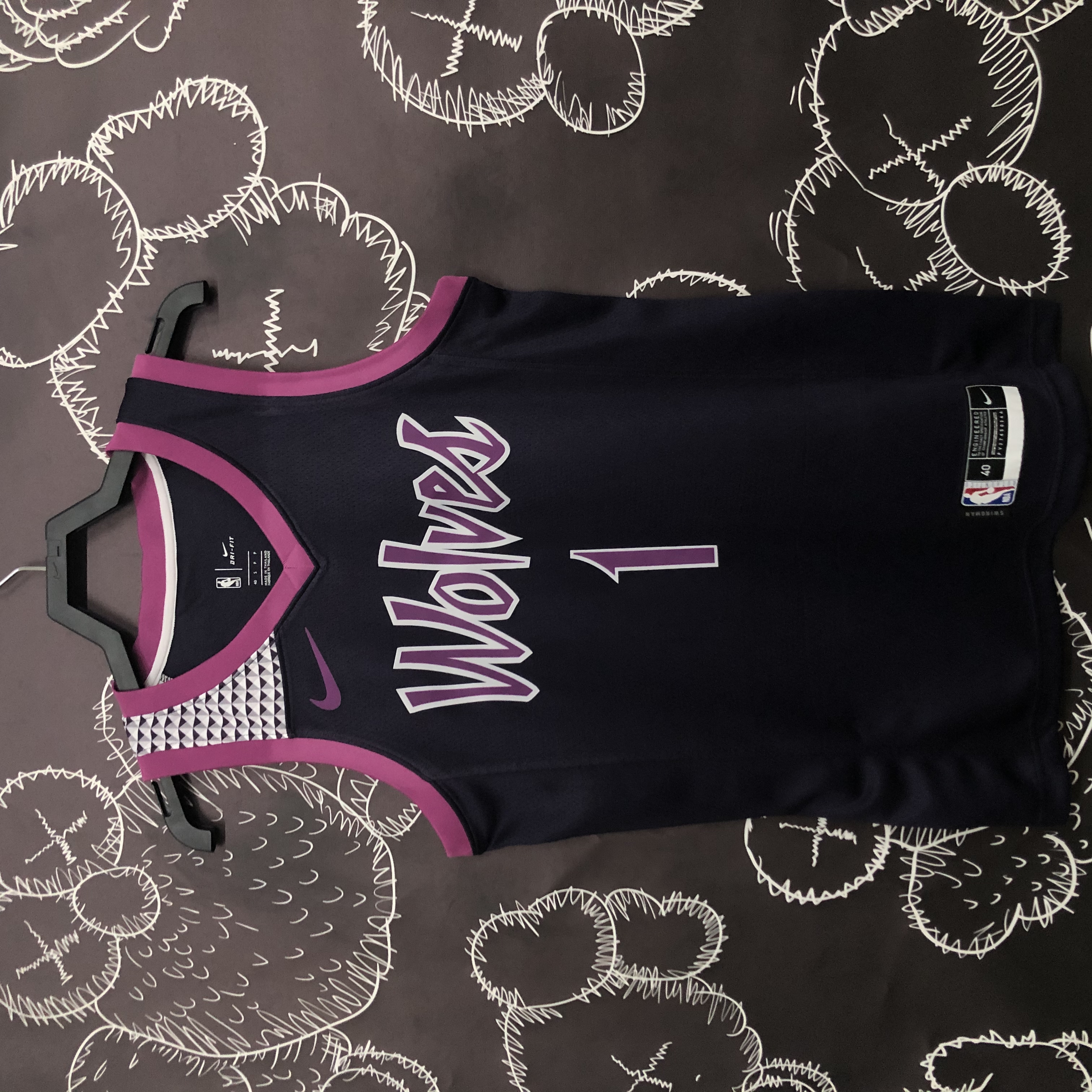 MINNESOTA TIMBERWOLVES PURPLE/ BLACK  NO.1 EDWARDS