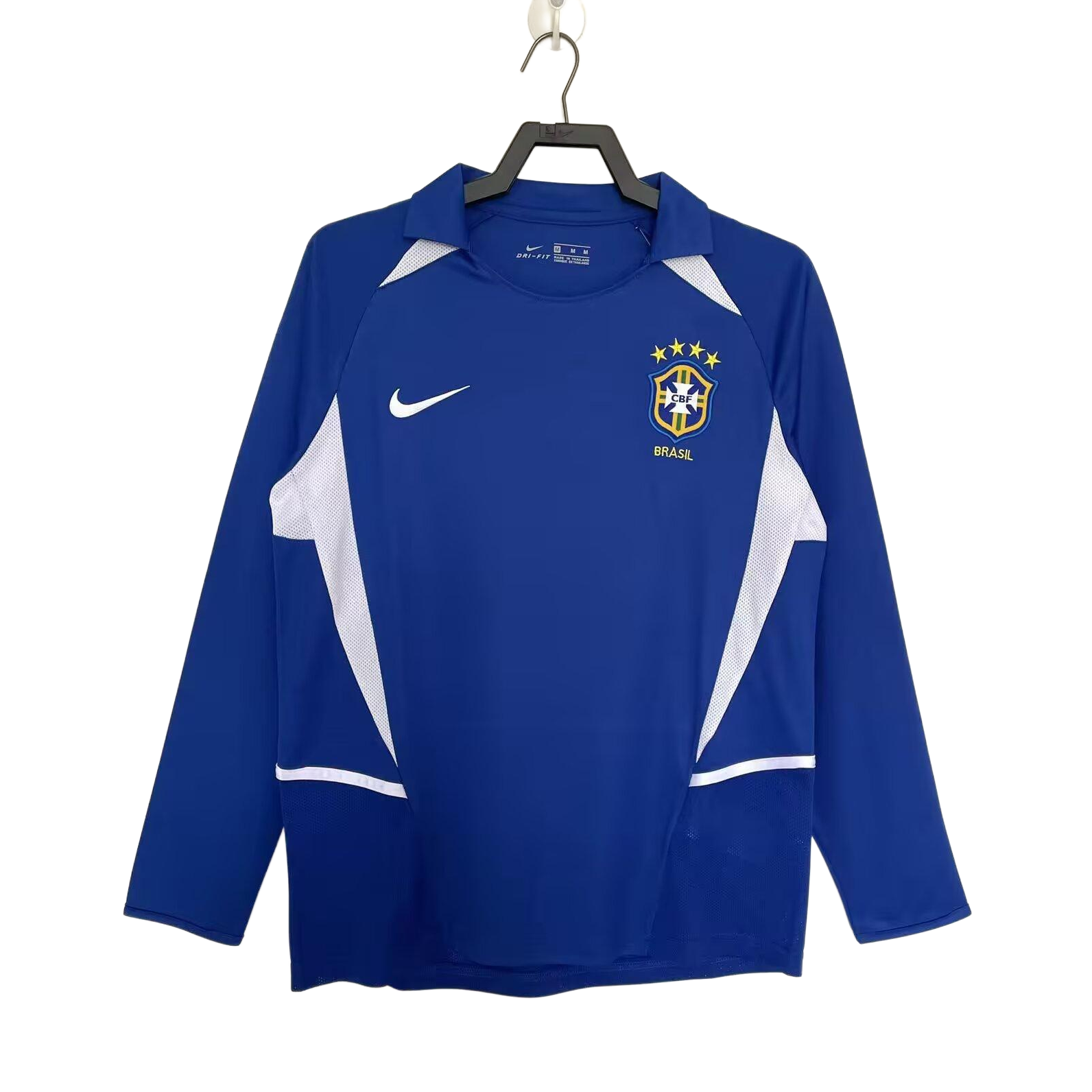 Retro  Brazil 2002 Away Blue Long Sleeves