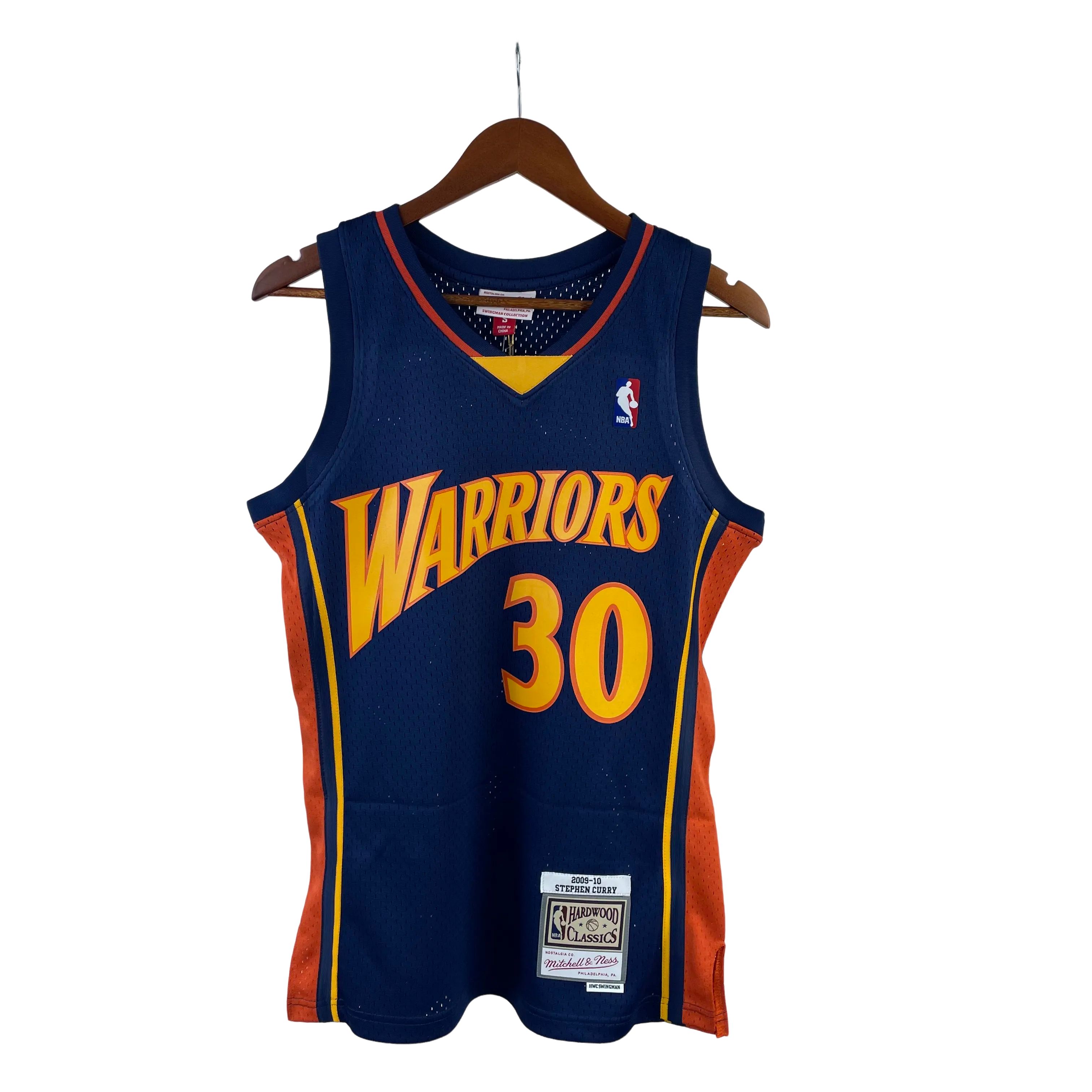 MN Heat Pressed Retro : SW Warriors 09/10 Dark Blue No.30 Curry