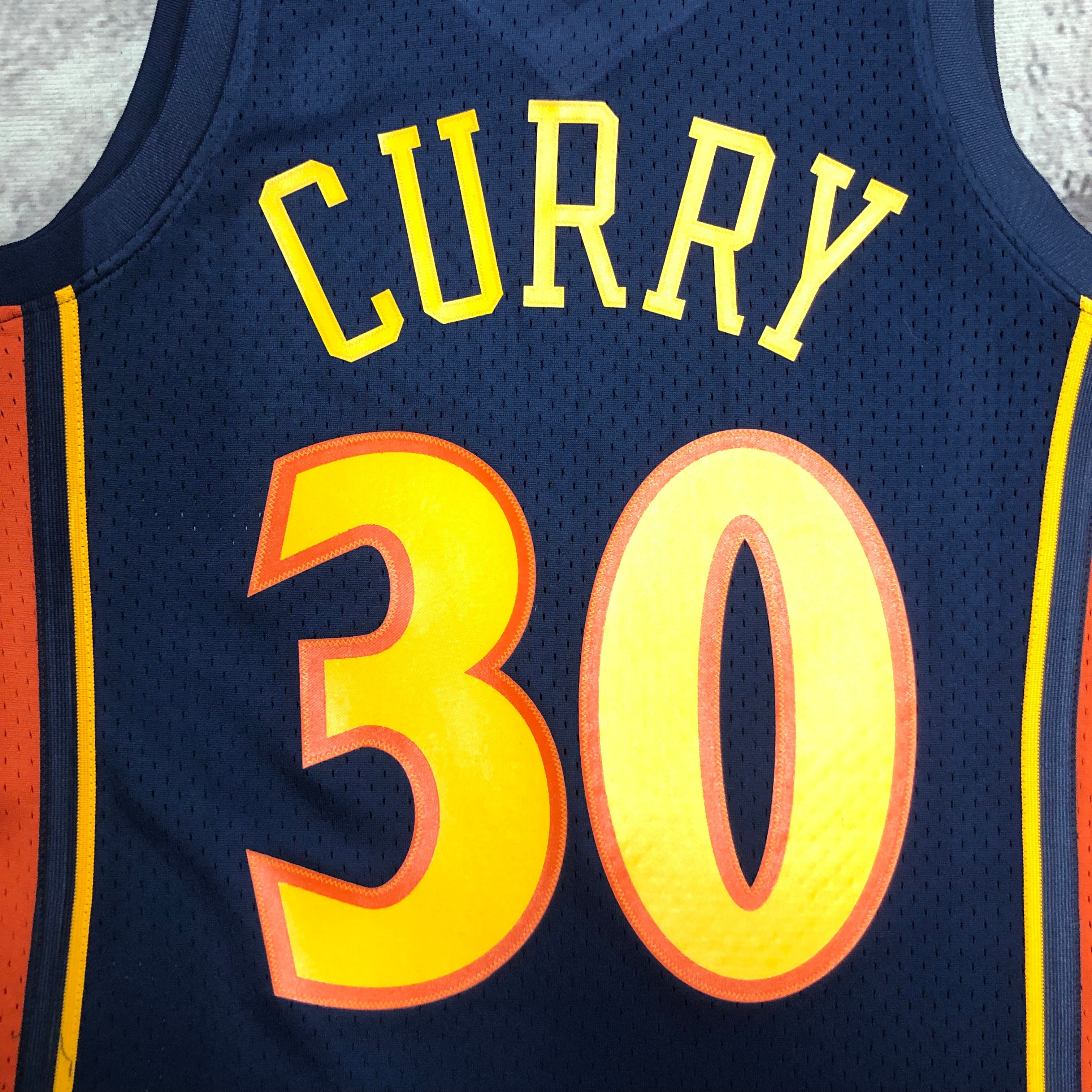 MN Heat Pressed Retro : SW Warriors 09/10 Dark Blue No.30 Curry