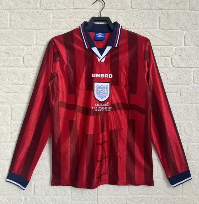 Retro 1998 England Away Long Sleeves Size: S-XXL