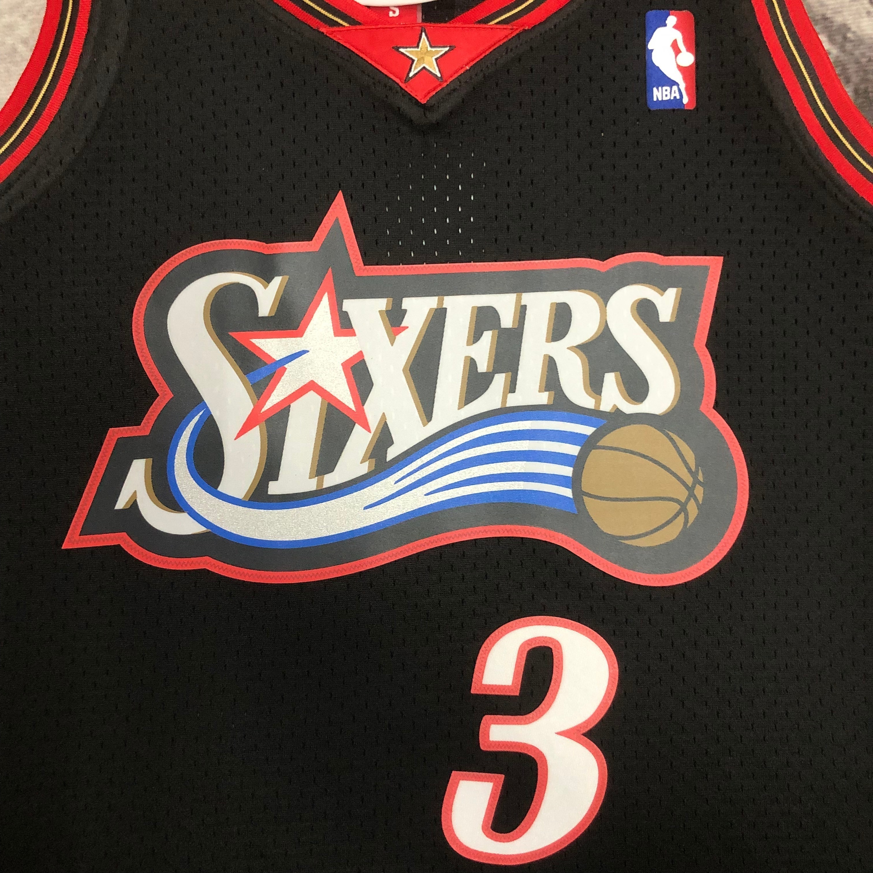 MN Heat Press Retro: 97/98 Season Black Hardwood Classics   76ers Iverson