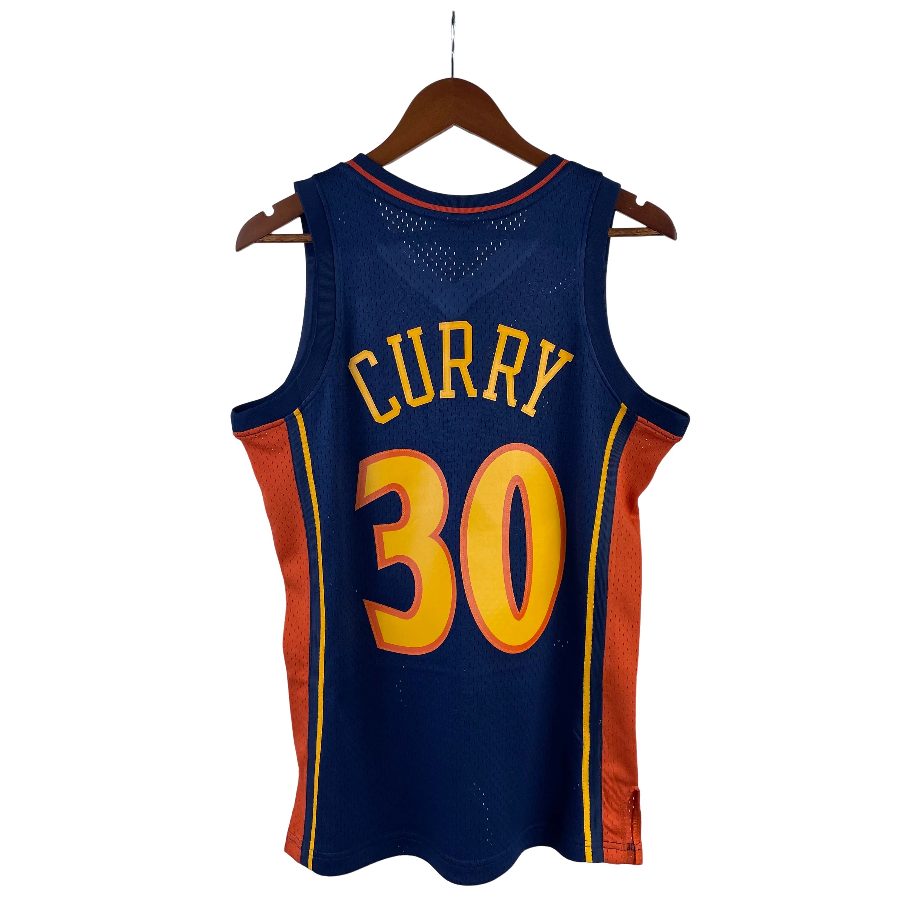 MN Heat Pressed Retro : SW Warriors 09/10 Dark Blue No.30 Curry