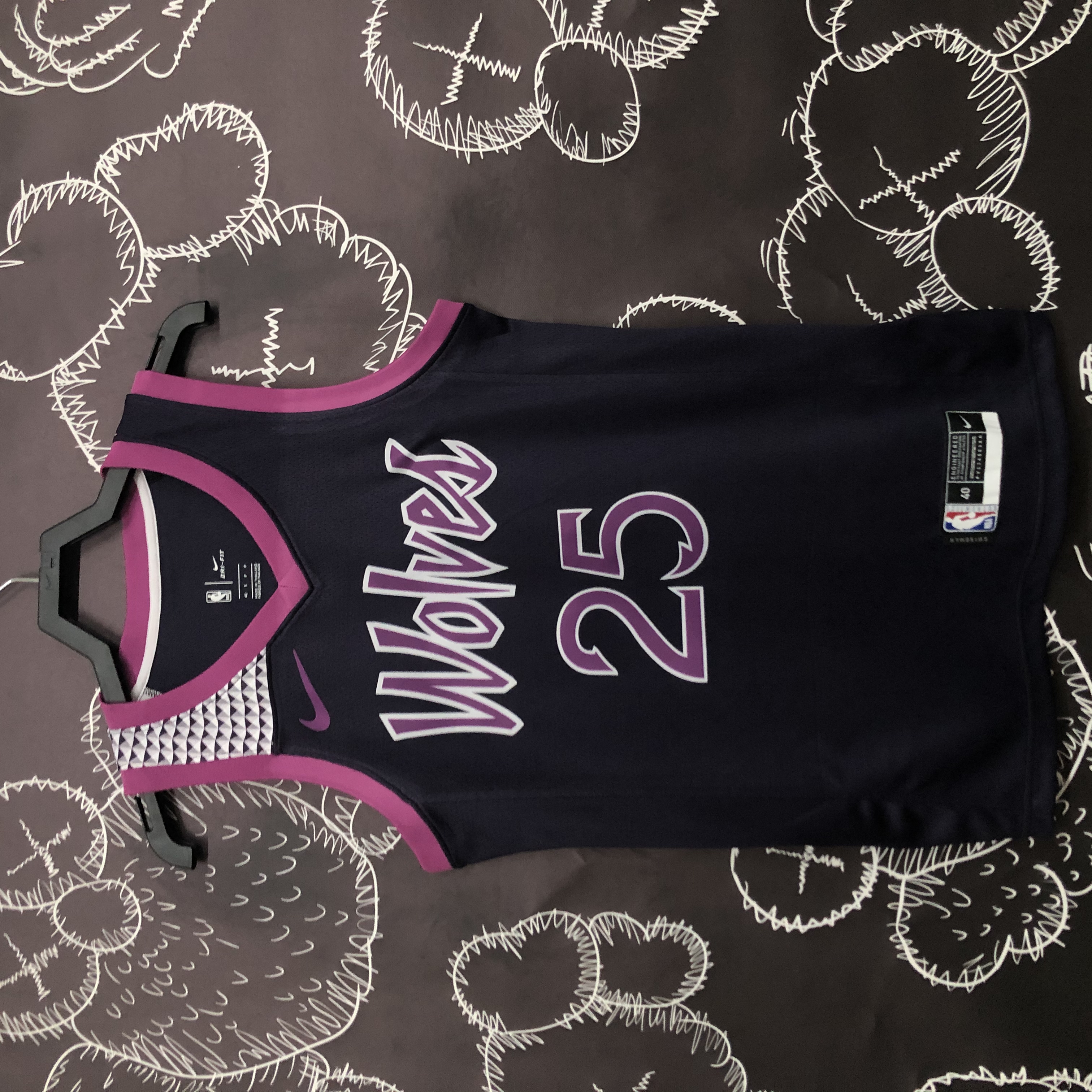MINNESOTA TIMBERWOLVES PURPLE/ BLACK  NO.25 ROSE