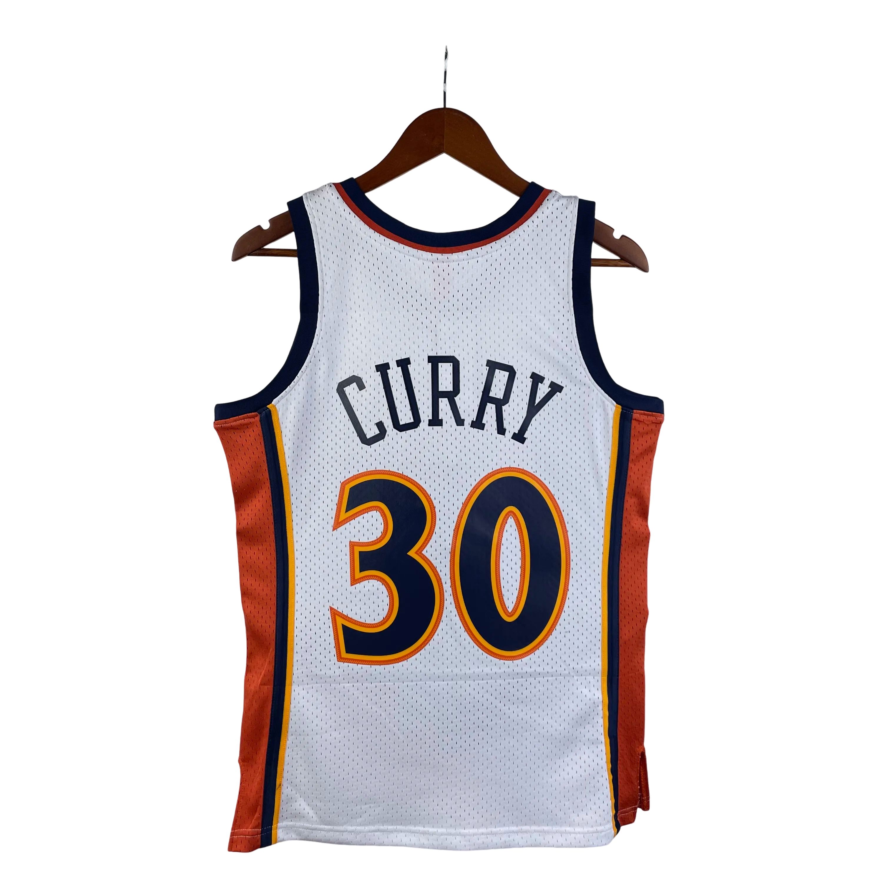 MN Heat Pressed Retro : SW Warriors 09/10 White No.30 Curry