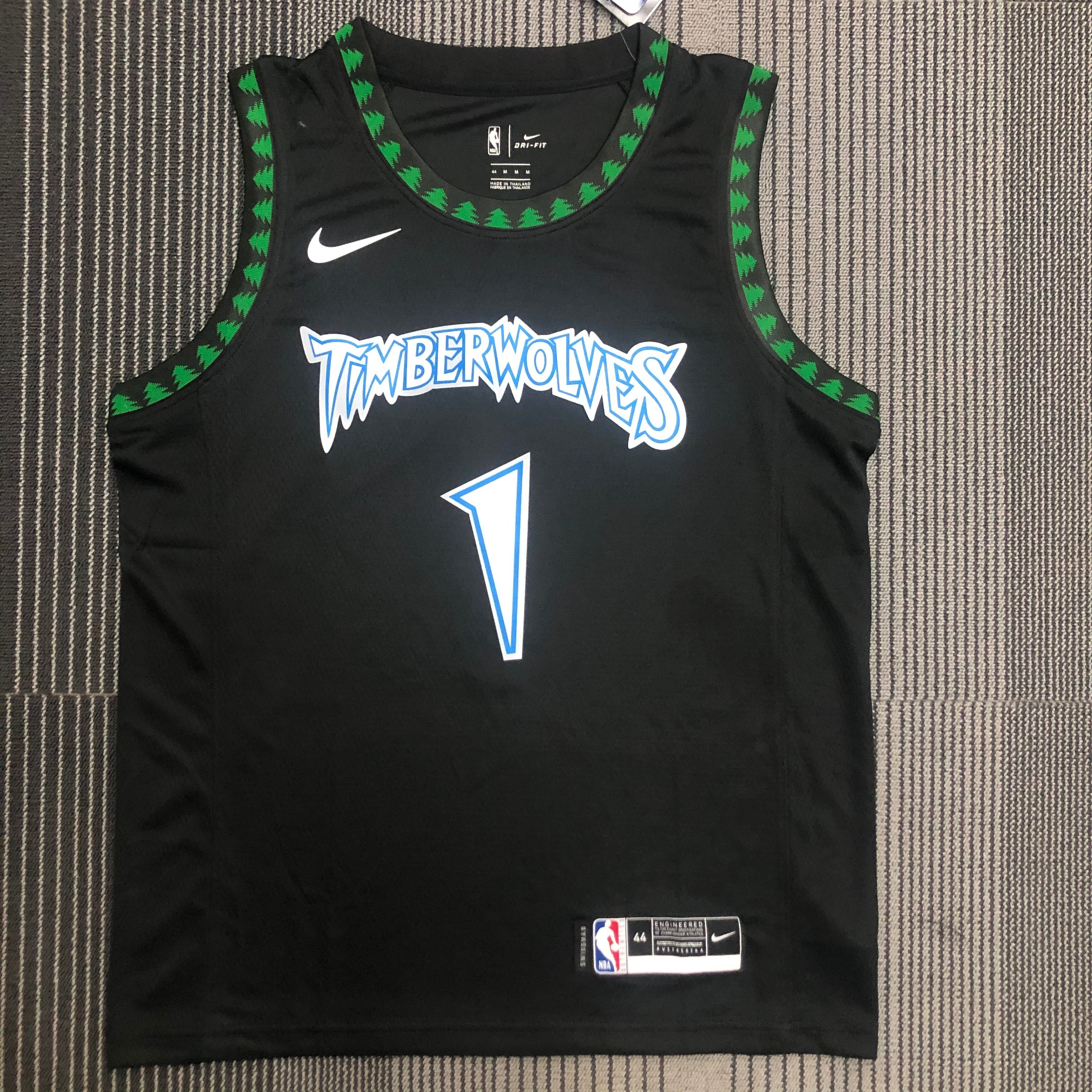 18 Season MINNESOTA TIMBERWOLVES BLACK  NO.1 EDWARDS
