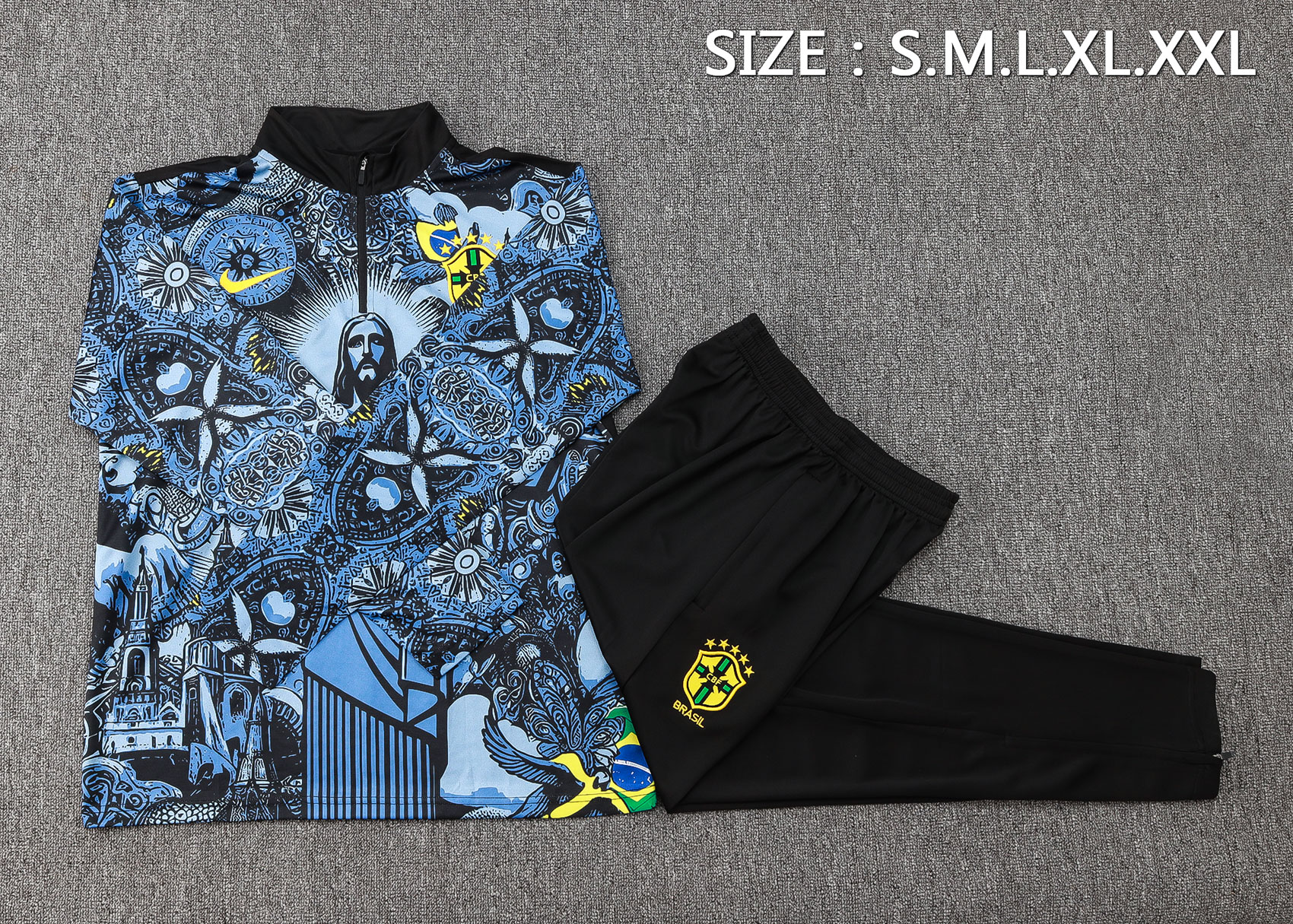 Adult / Kids Brasil 24/25 Half zipper training suit Blue