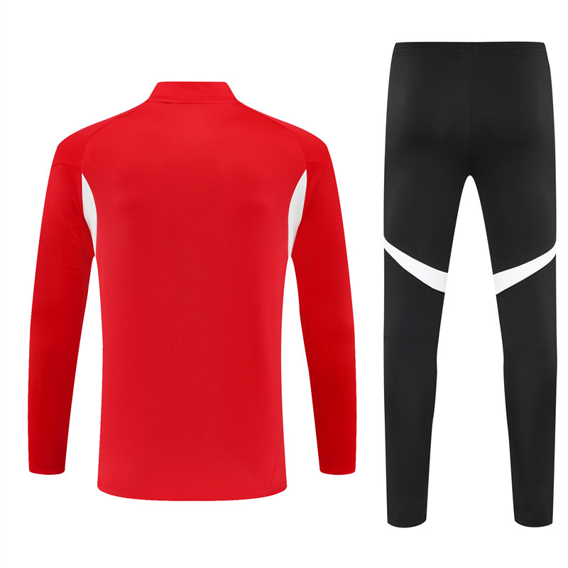 Adult/ Kids 2526 LVP half zipper Training suit Red