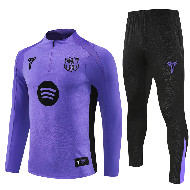Adult/ Kids 2526 Barcelona half zipper Training suit Purple