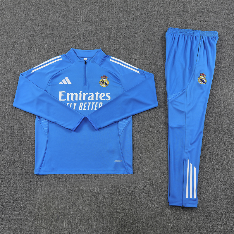 Adult/ Kids Real Madrid Half Zipper Training Suit Blue