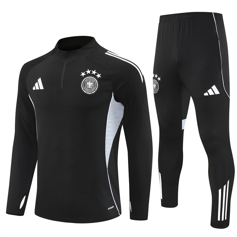 Adult/ Kids DFB Half Zipper Training Suit Black 801