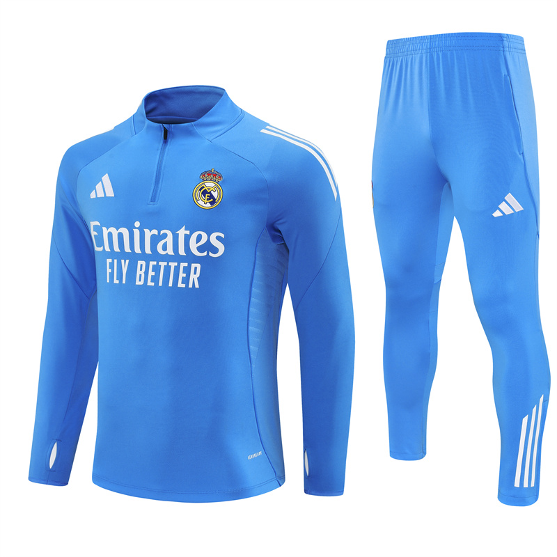 Adult/ Kids Real Madrid Half Zipper Training Suit Blue