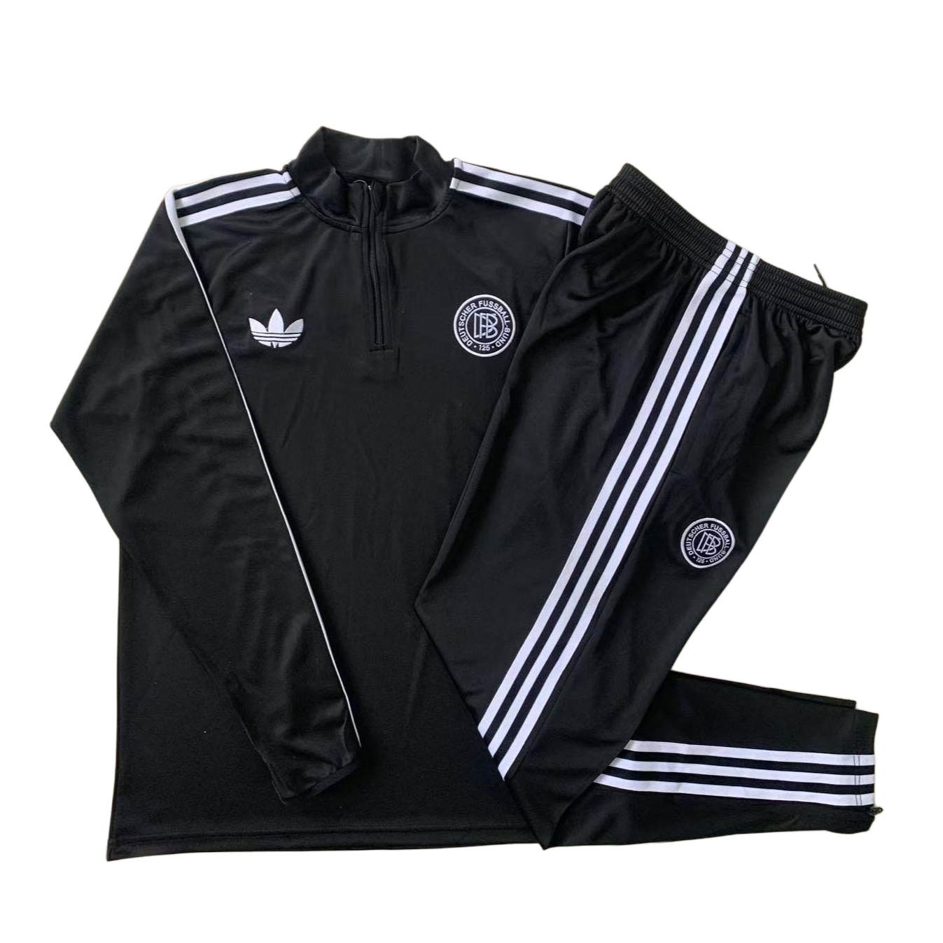 Adult/ Kids DFB 125th Year Half Zipper Training Suit Black B2579