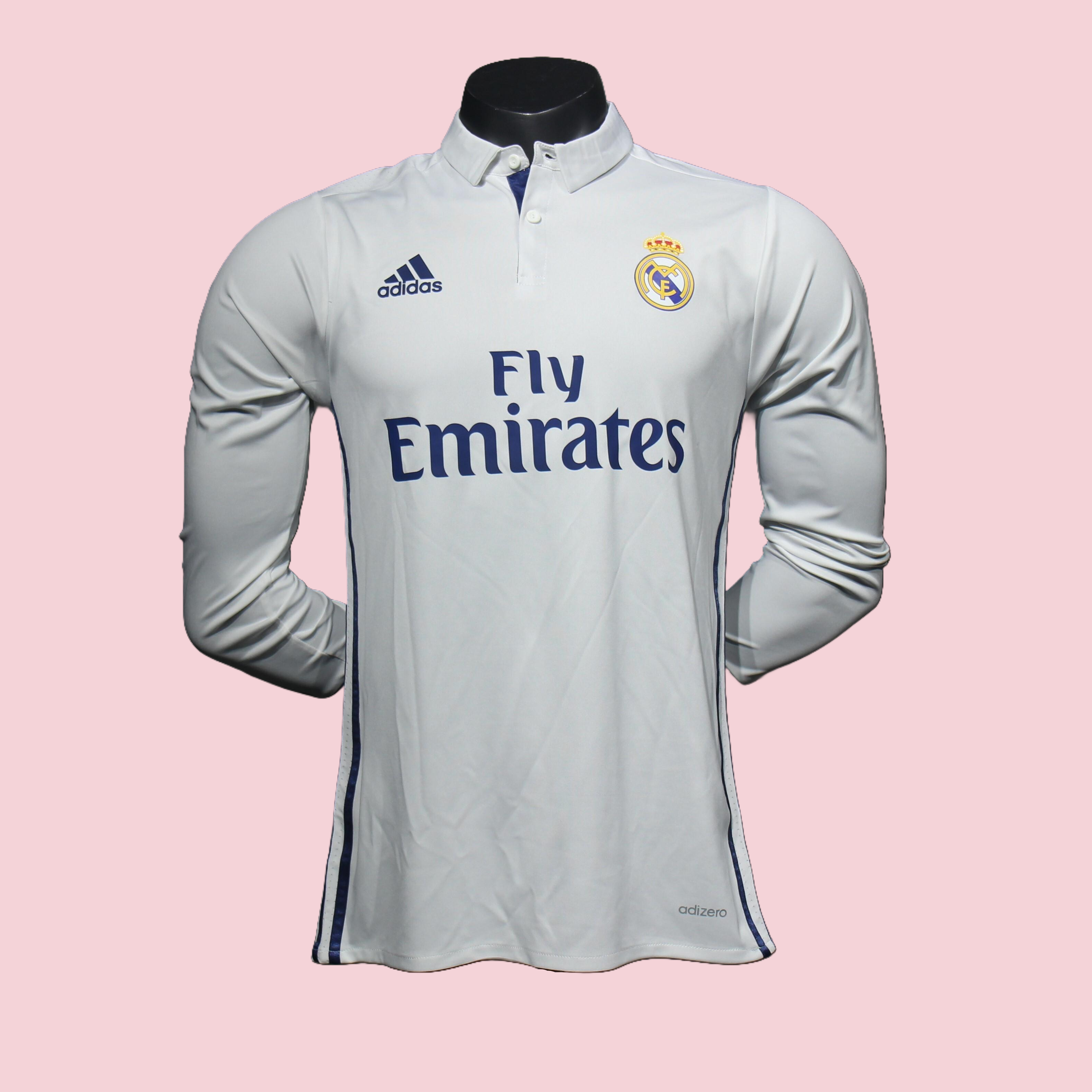 Player Version Retro Real Madrid 16/17 Home Long Sleeves S-3XL