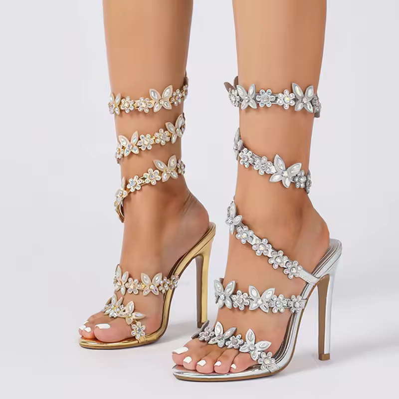 Summer Designer Peep Toe Butterfly-knot Crystal Sandals