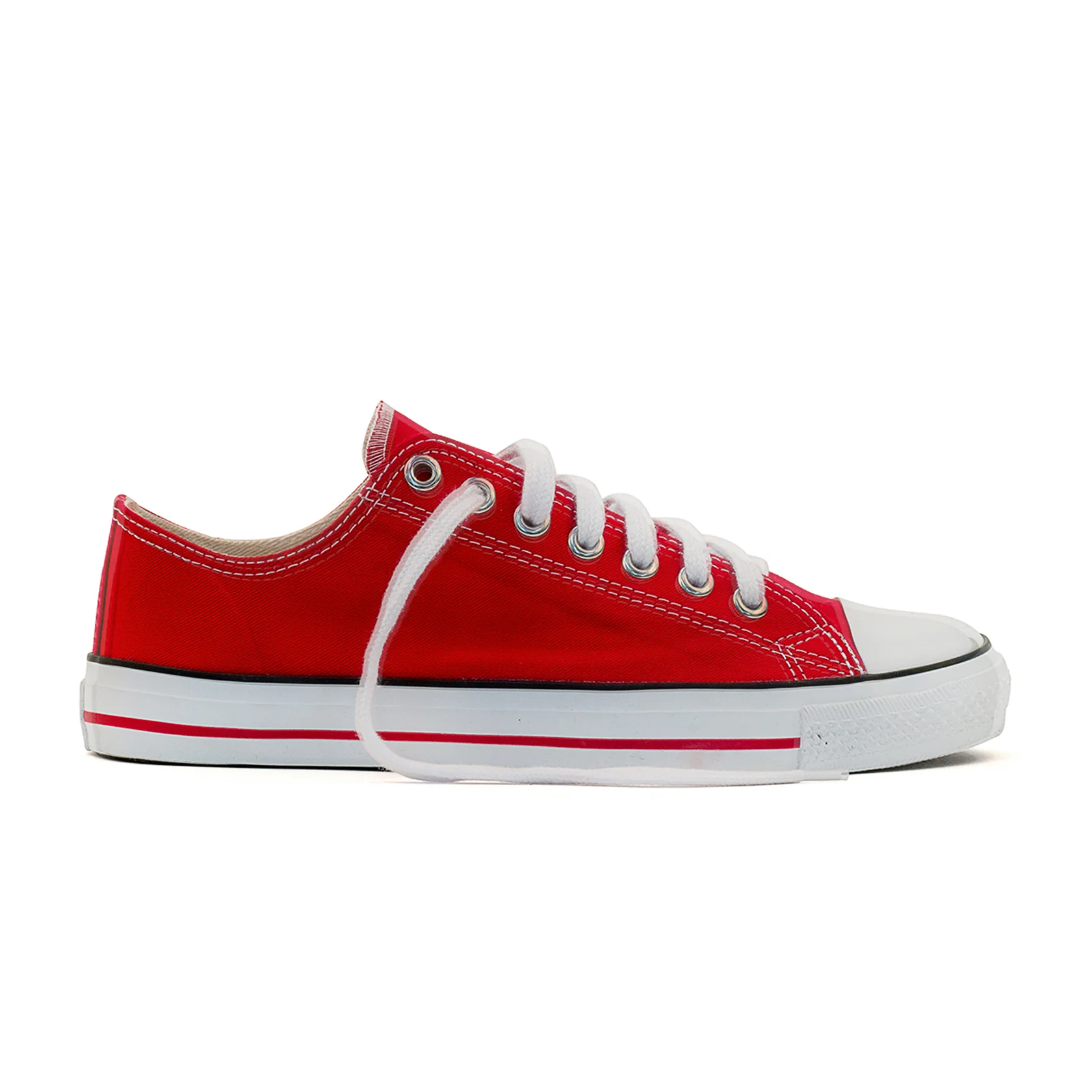 Low Cut Sneakers, Red & White