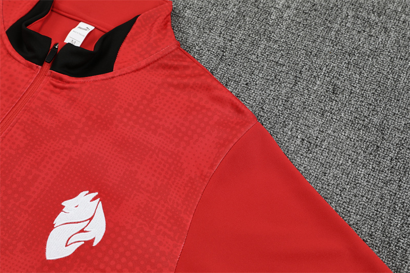 Adult / Kids AC 25/26 Half Zipper Training Suit Red