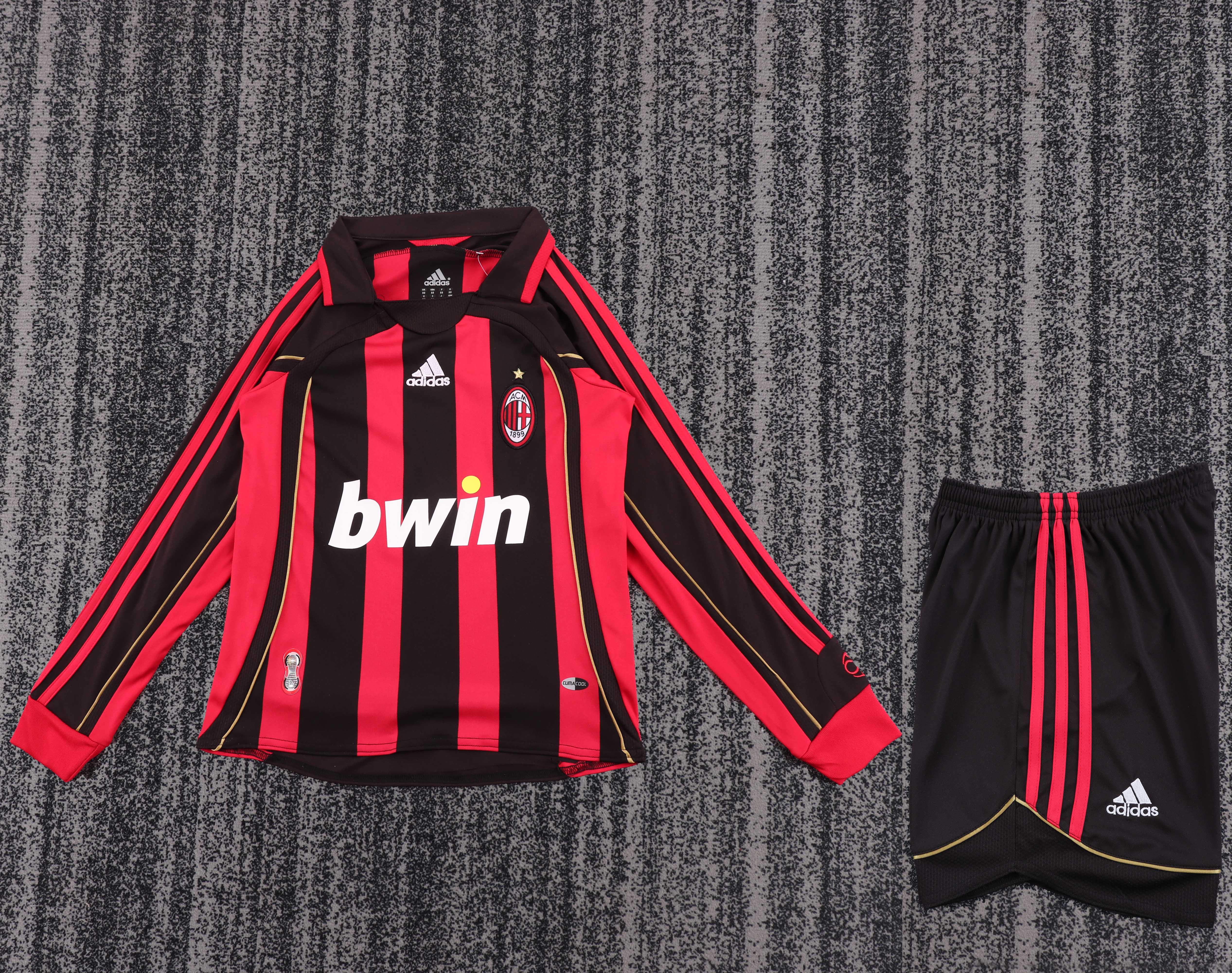 Kids Retro Kit AC Milan 06/07 Home Long Sleeves