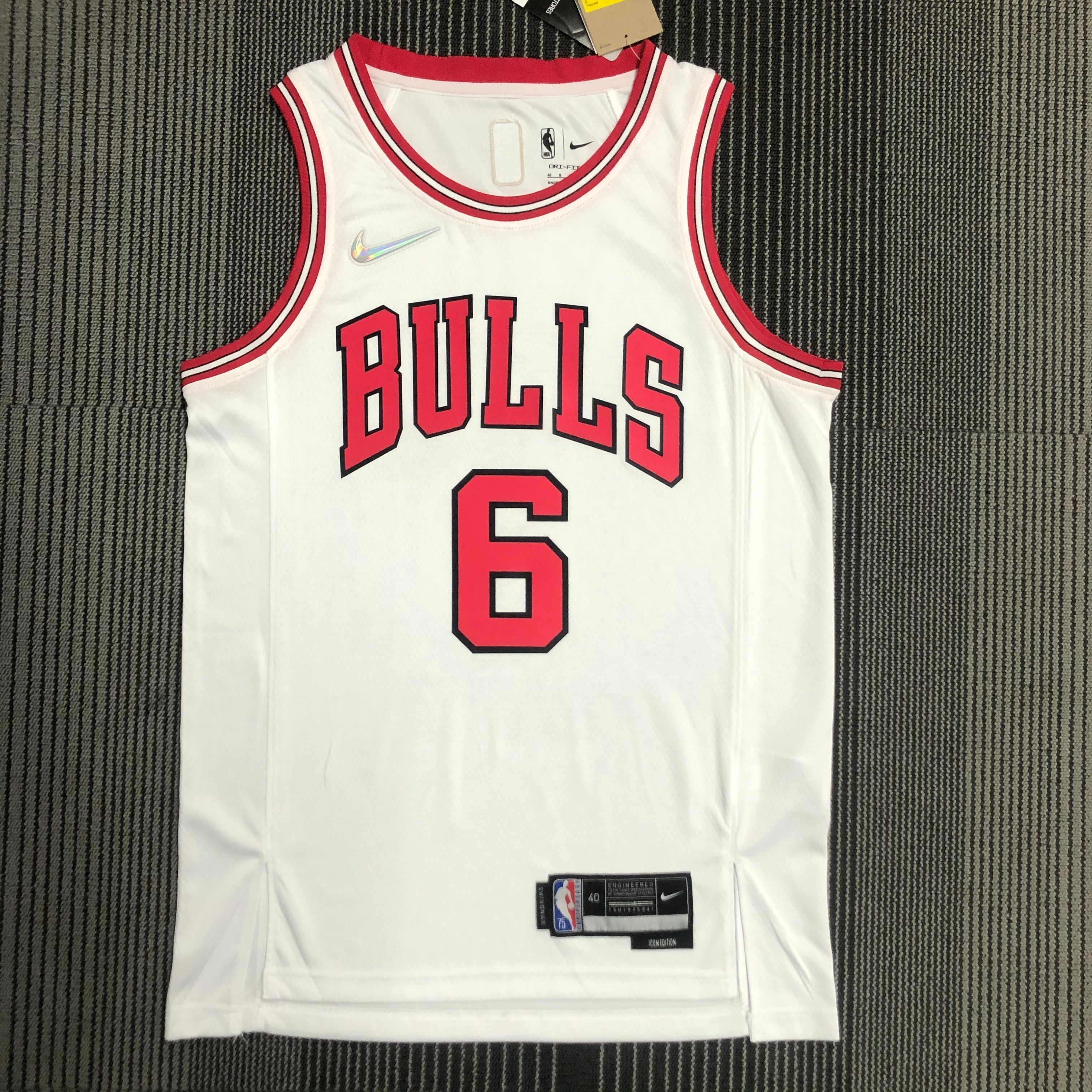 75th Anniversary Chicago Bulls White Jersey No.6