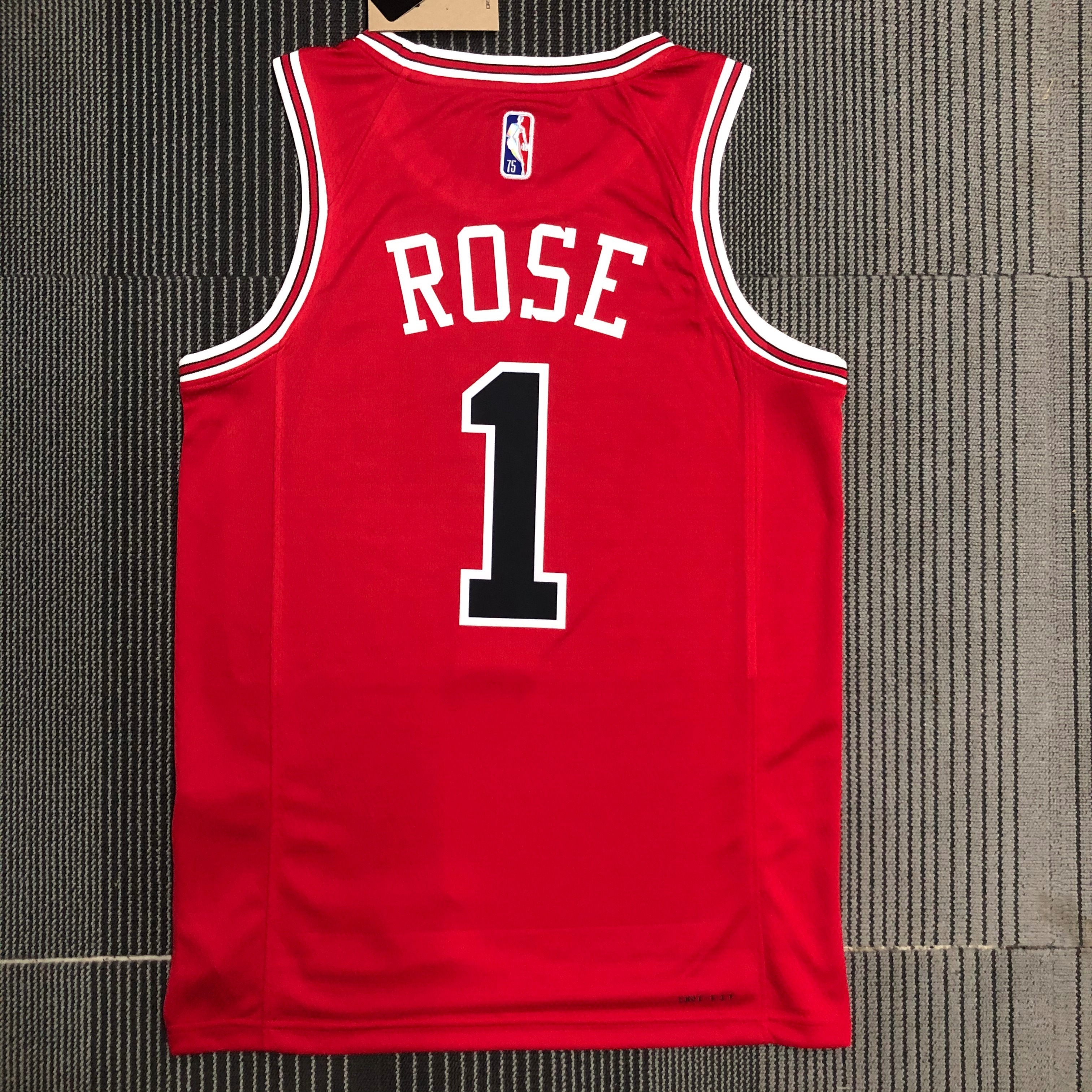 75th Anniversary Chicago Bulls Red Jersey No.1