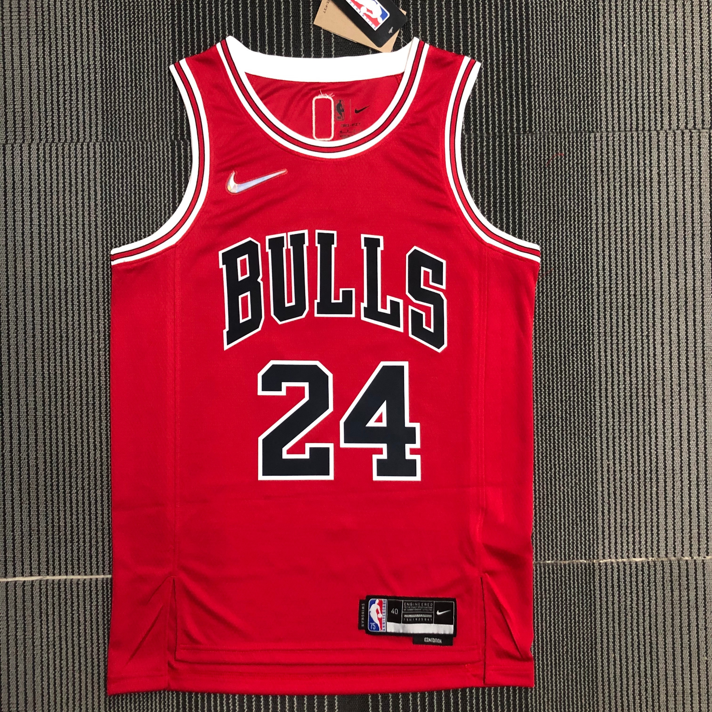 75th Anniversary Chicago Bulls Red Jersey No.24