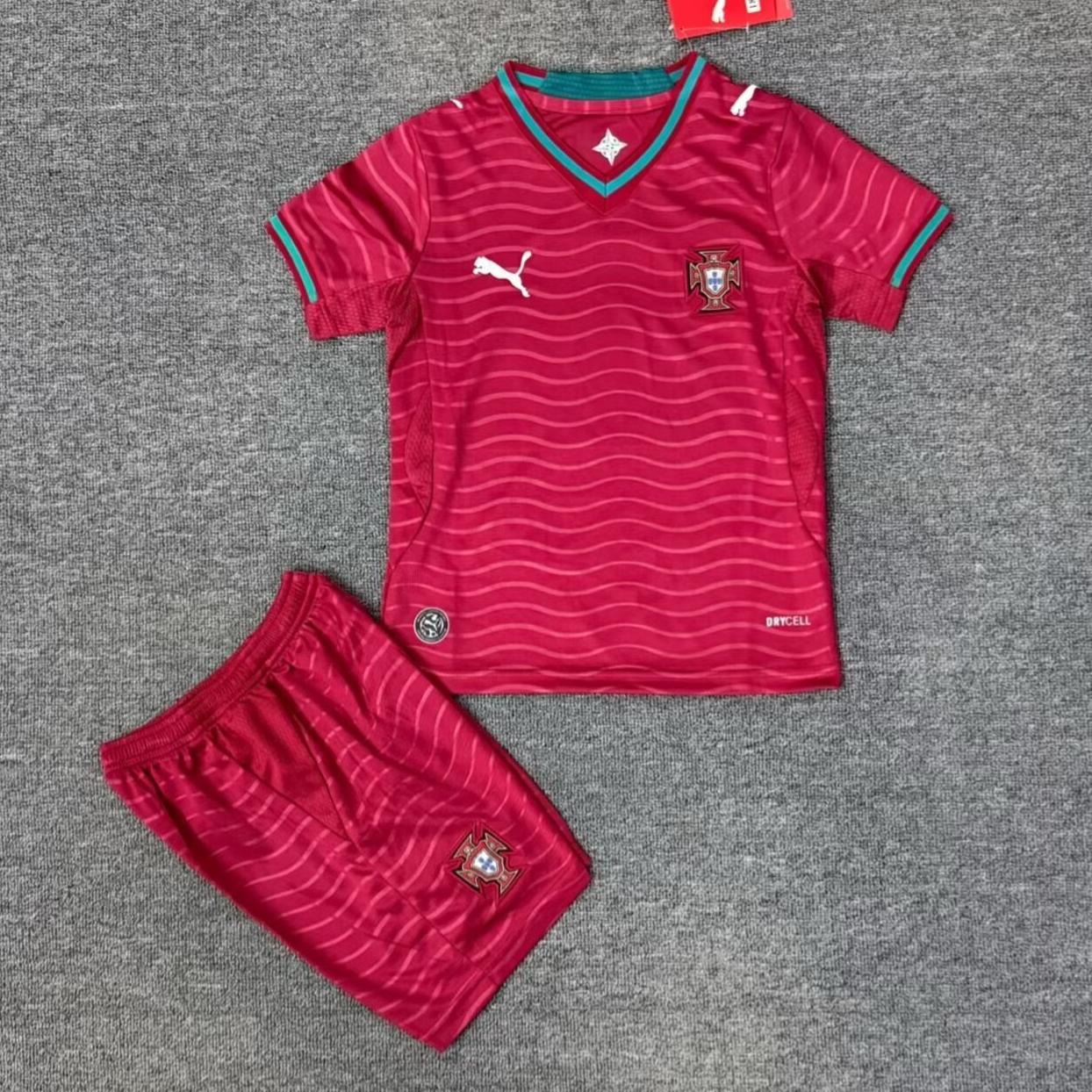 Kids 2026 World Cup Portugal Home Kit 16-28 (Red Shorts)