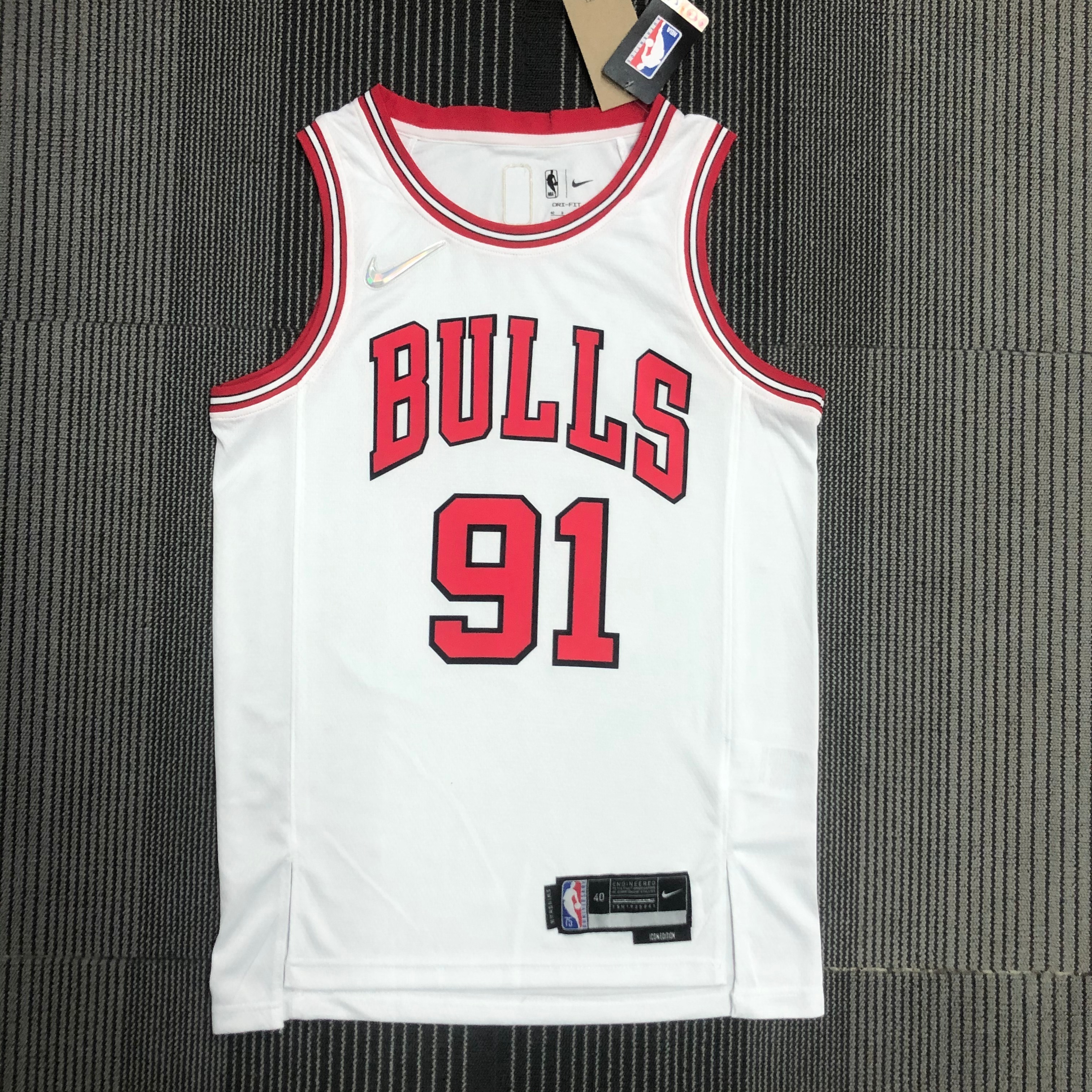 75th Anniversary Chicago Bulls White Jersey No.91