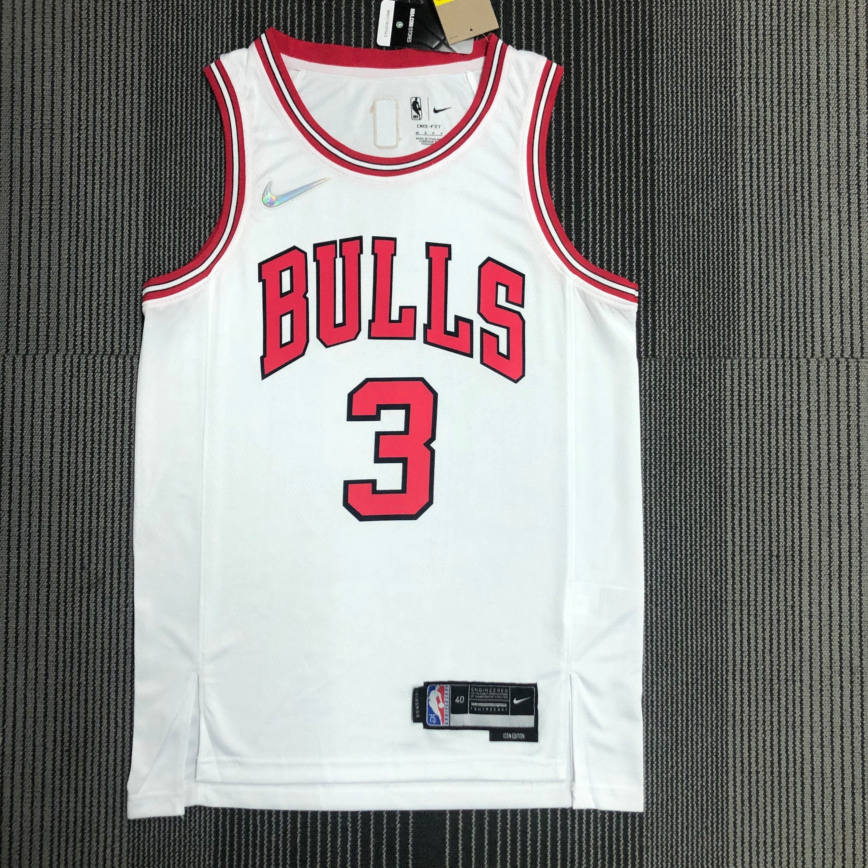 75th Anniversary Chicago Bulls White Jersey No.3