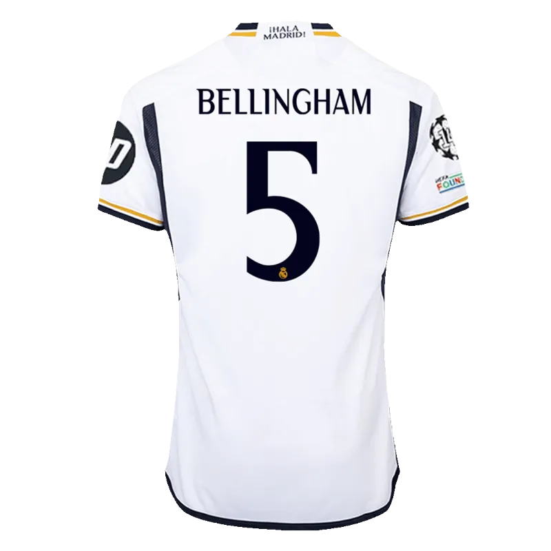 BELLINGHAM #5 Real Madrid Home Authentic Soccer Jersey 2023/24   UCL FINAL
