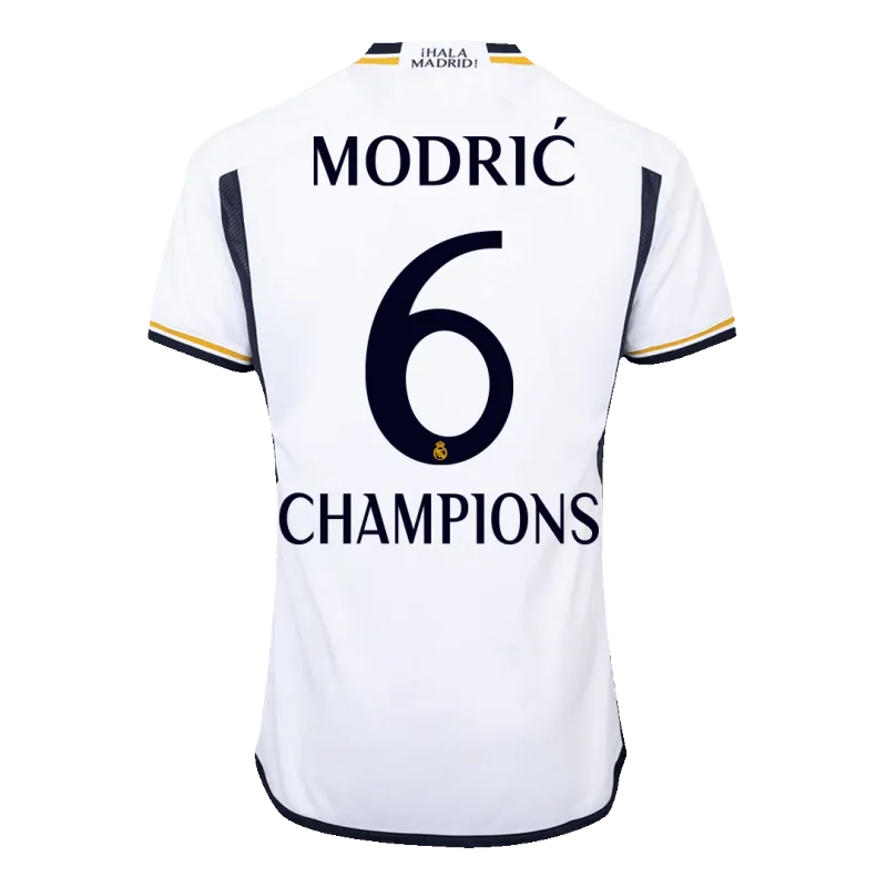 MODRIĆ #6 CHAMPIONS Real Madrid Home Authentic Soccer Jersey 2023/24