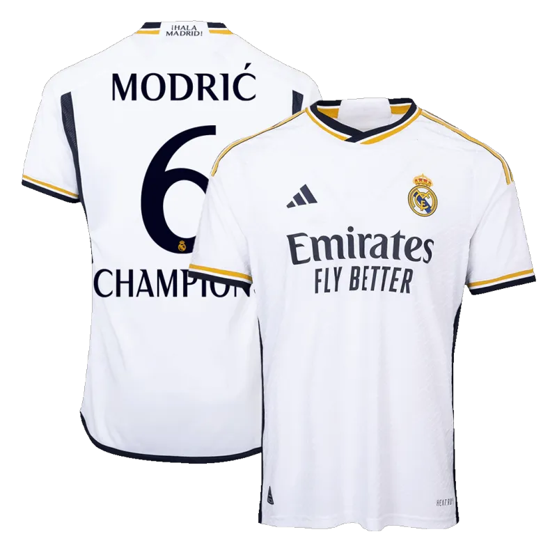 MODRIĆ #6 CHAMPIONS Real Madrid Home Authentic Soccer Jersey 2023/24