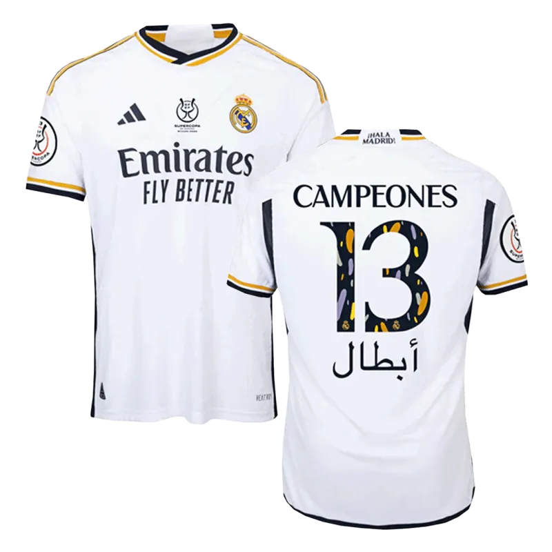 CAMPEONES #13 Real Madrid Campeones Supercopa Home Authentic Soccer Jersey 2023/24