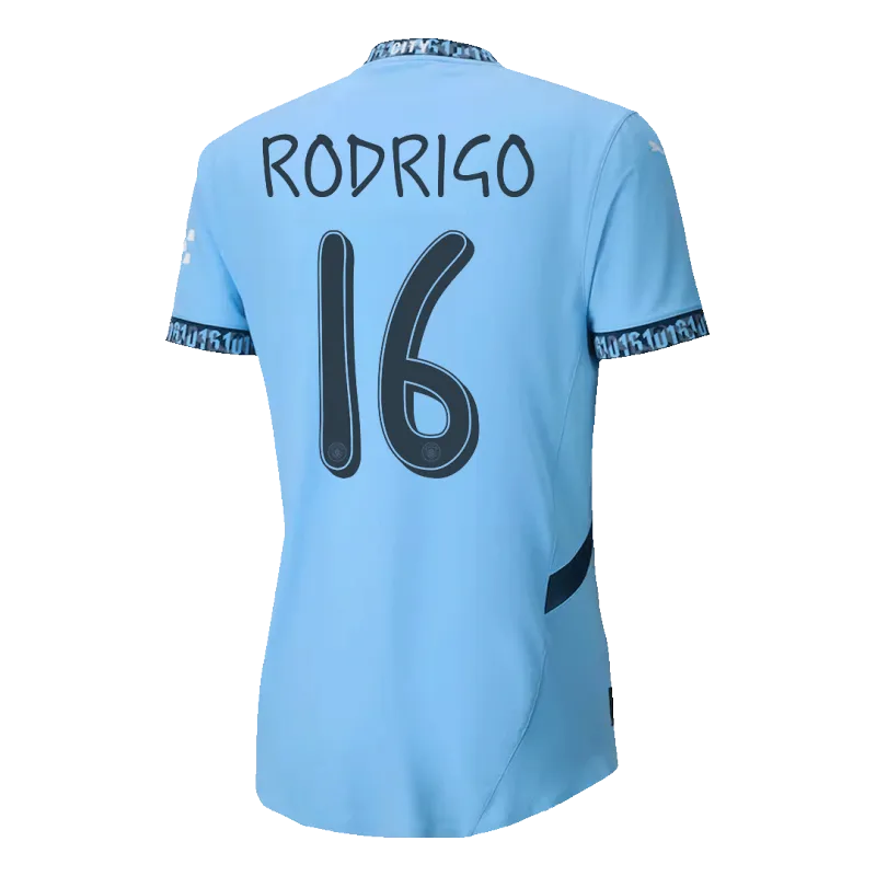 RODRIGO #16 Manchester City Home Authentic Soccer Jersey 2024/25   UCL