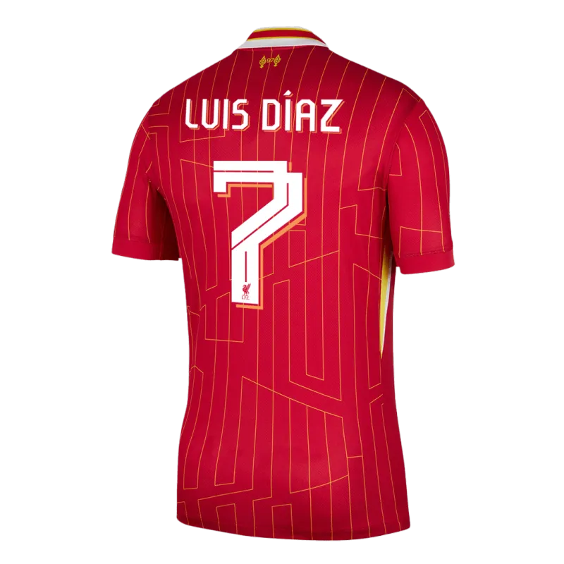 LUIS DÍAZ #7 Liverpool Home Soccer Jersey 2024/25   UCL