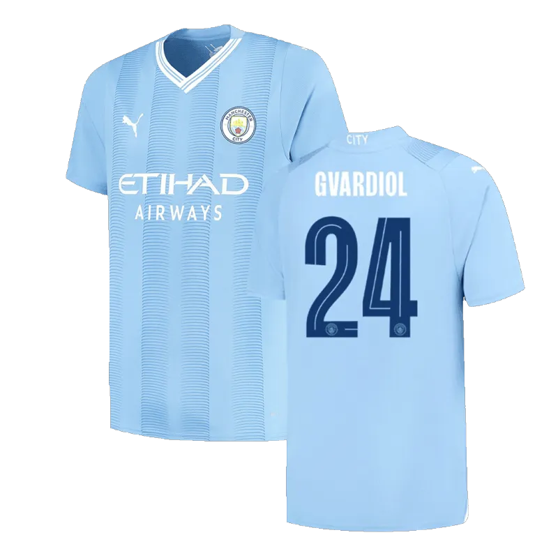 GVARDIOL #24 Manchester City Home Jersey 2023/24   UCL