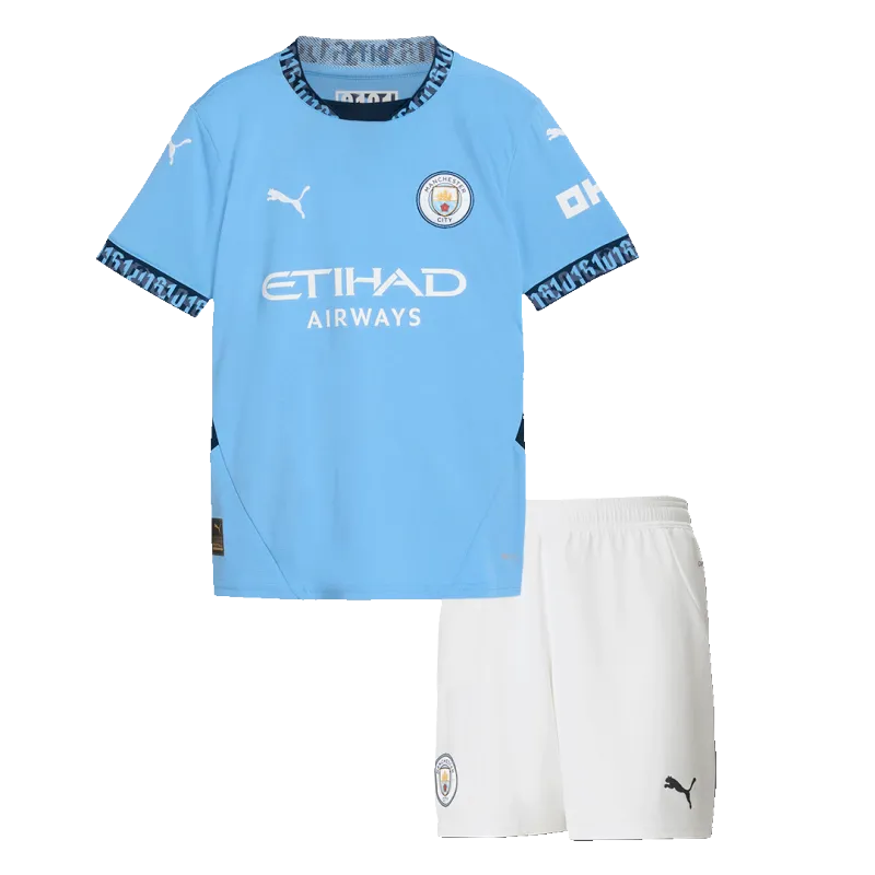 Manchester City Home Kids Soccer Jerseys Kit 2024/25