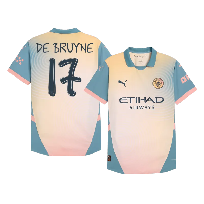 DE BRUYNE #17 Manchester City Fourth Away Authentic Soccer Jersey 2024/25   Definitely City