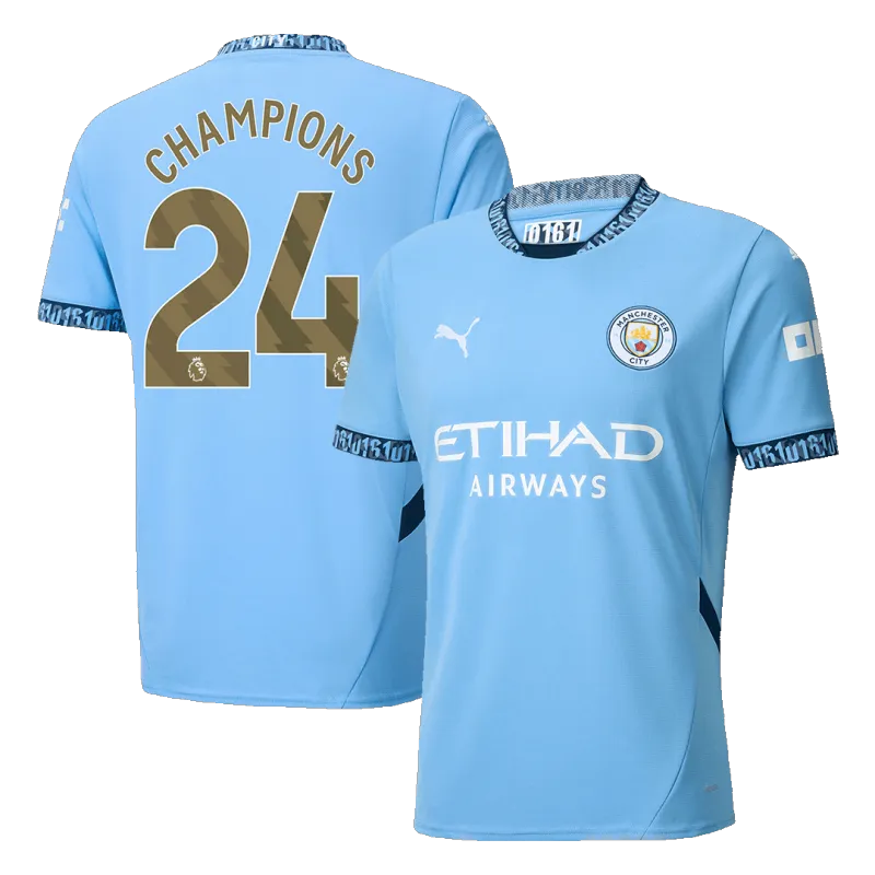 CHAMPIONS #24 Manchester City Home Soccer Jersey 2024/25